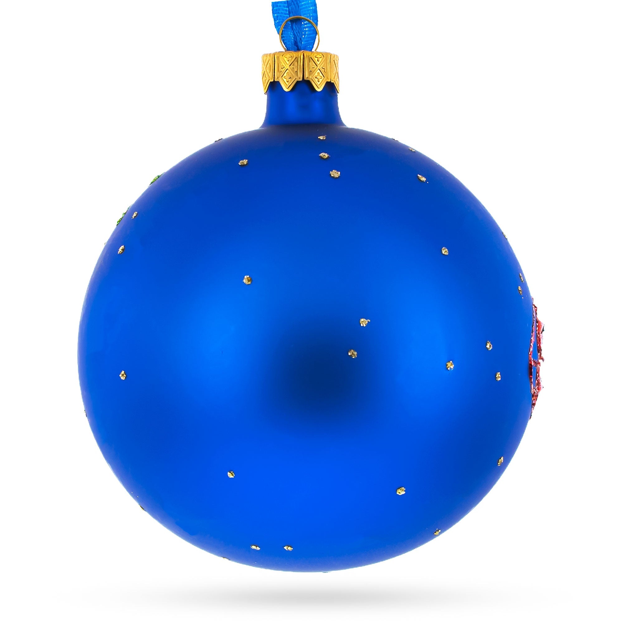 Romantic Hot Air Balloon Design Glass Ball Christmas Ornament 4 Inches