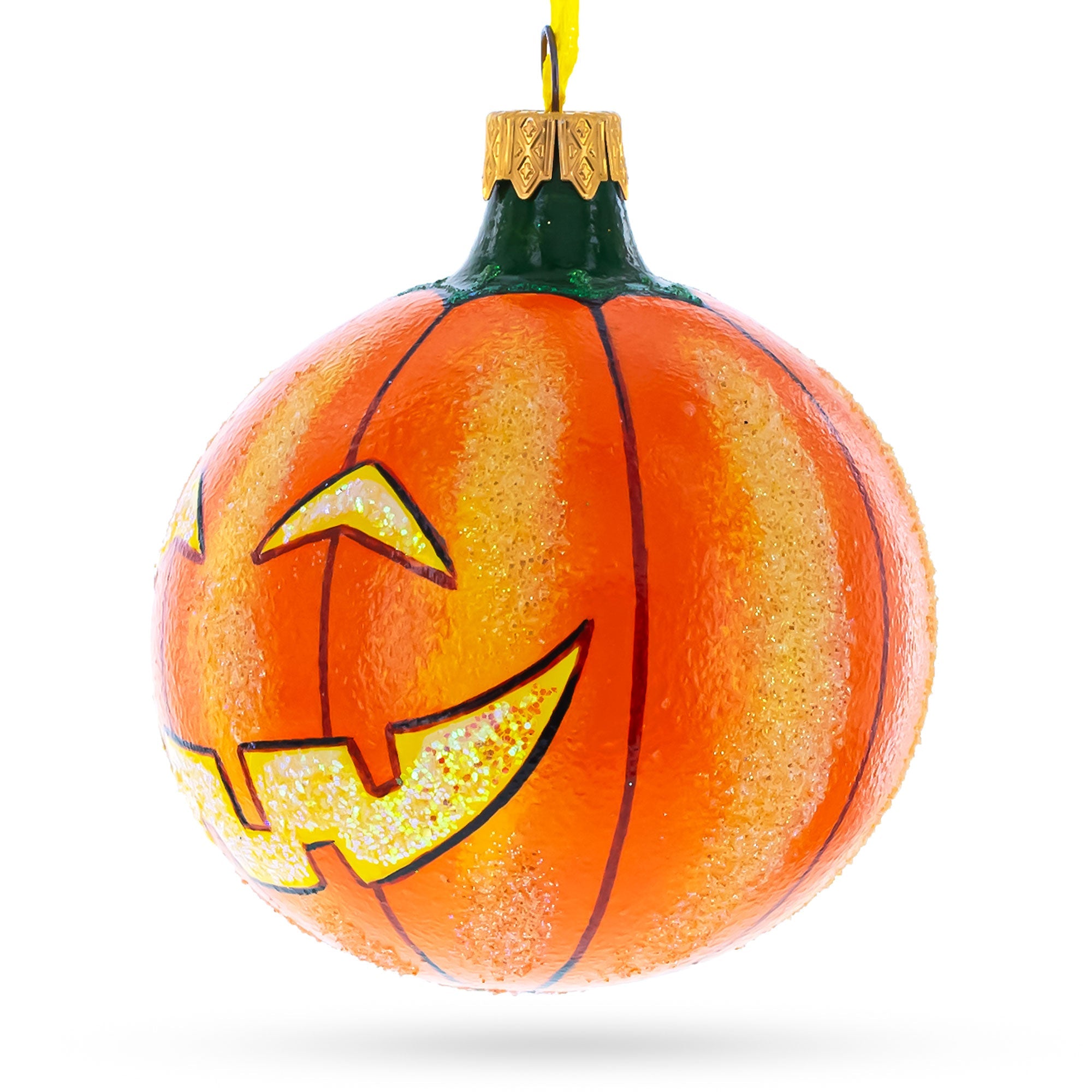 Jack-o'-lantern Glass Ball Halloween Ornament 3.25 Inches
