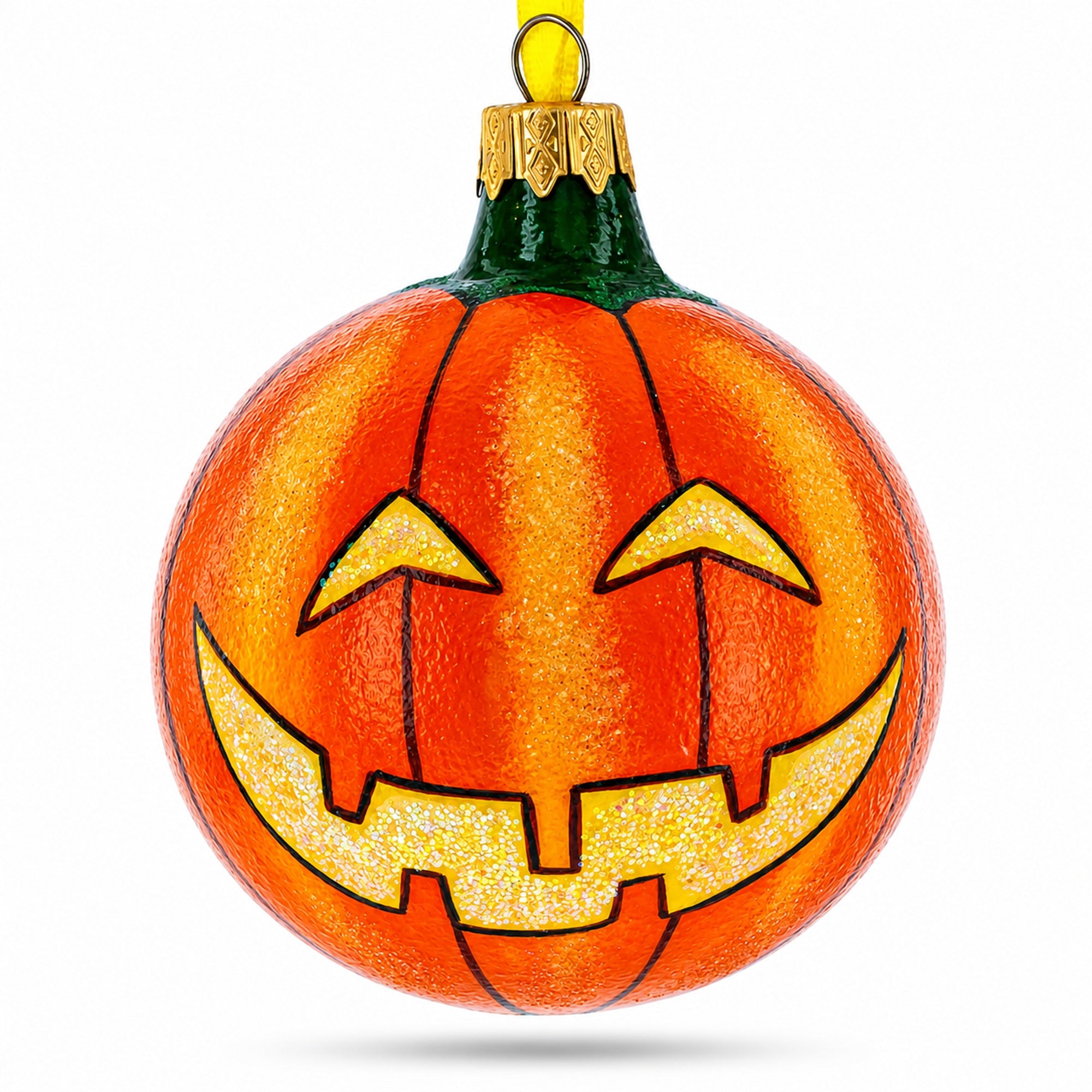 Jack-o'-lantern Glass Ball Halloween Ornament 3.25 Inches