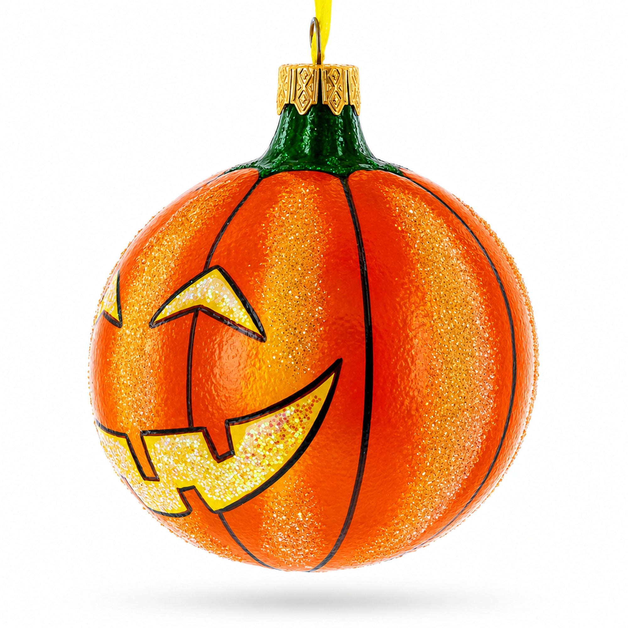 Jack-o'-lantern Glass Ball Halloween Ornament 3.25 Inches