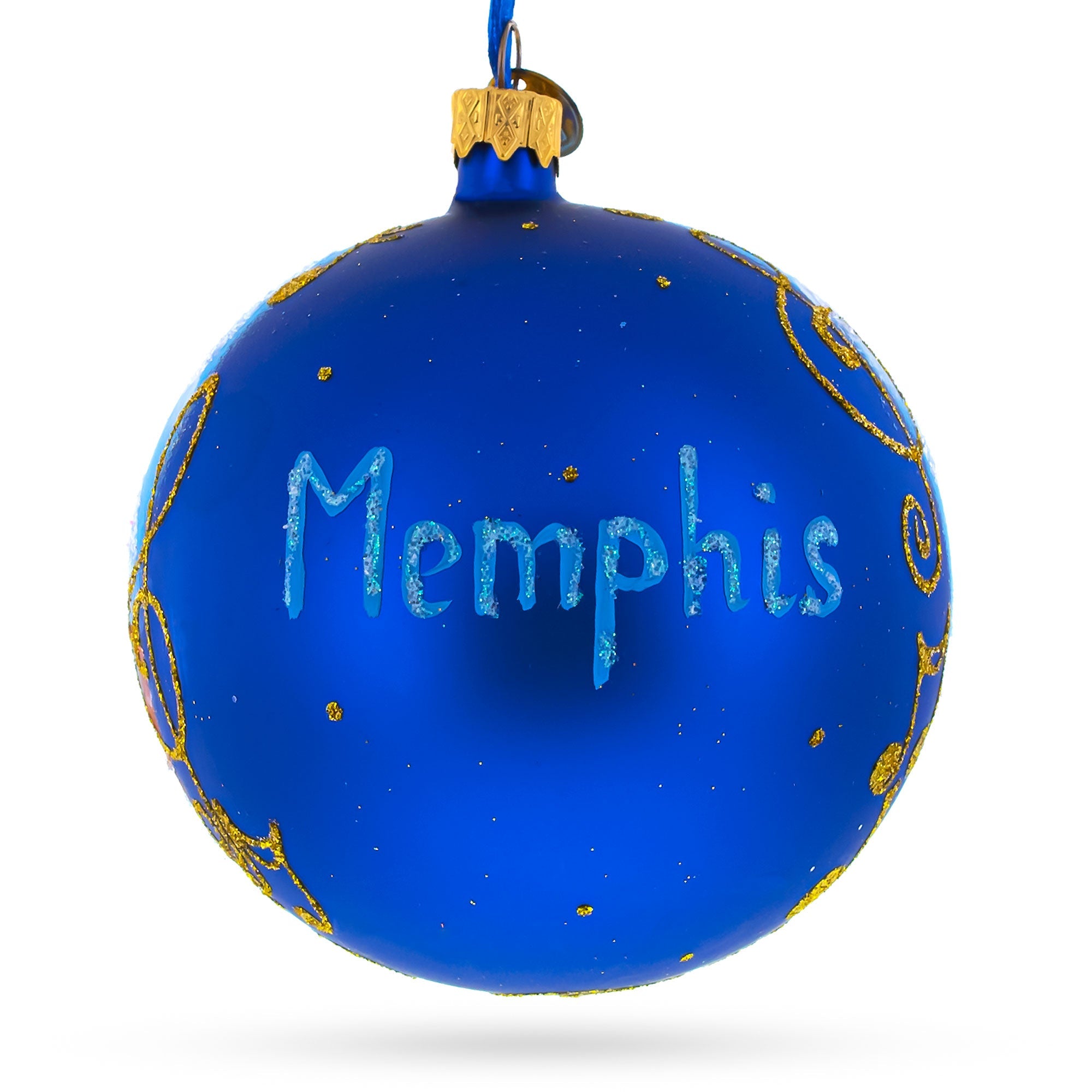 Memphis, Tennessee Glass Ball Christmas Ornament 4 Inches