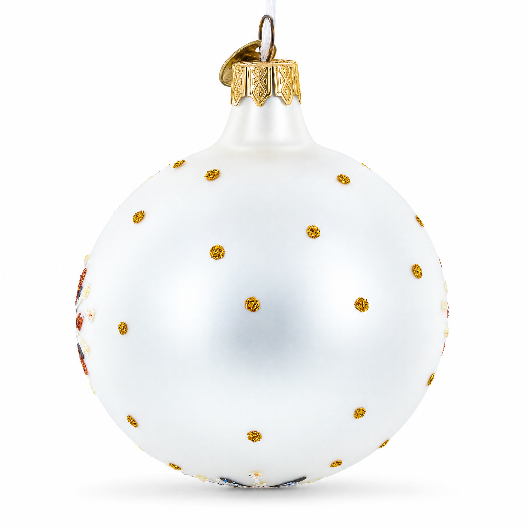 Ukrainian Petrykivka Painting Glass Ball Christmas Ornament 4 Inches