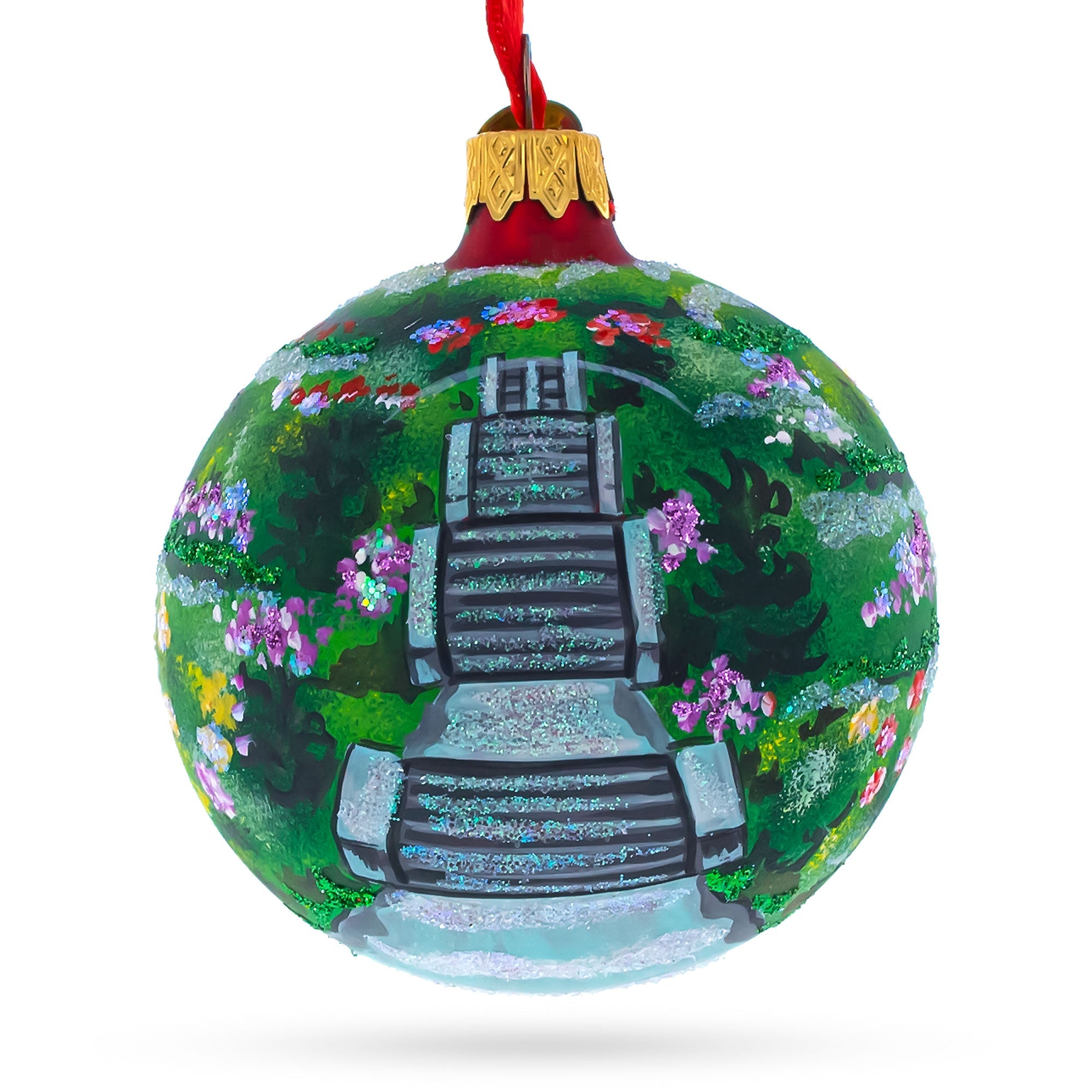 International Rose Test Garden in Portland, Oregon Glass Ball Christmas Ornament 3.25 Inches
