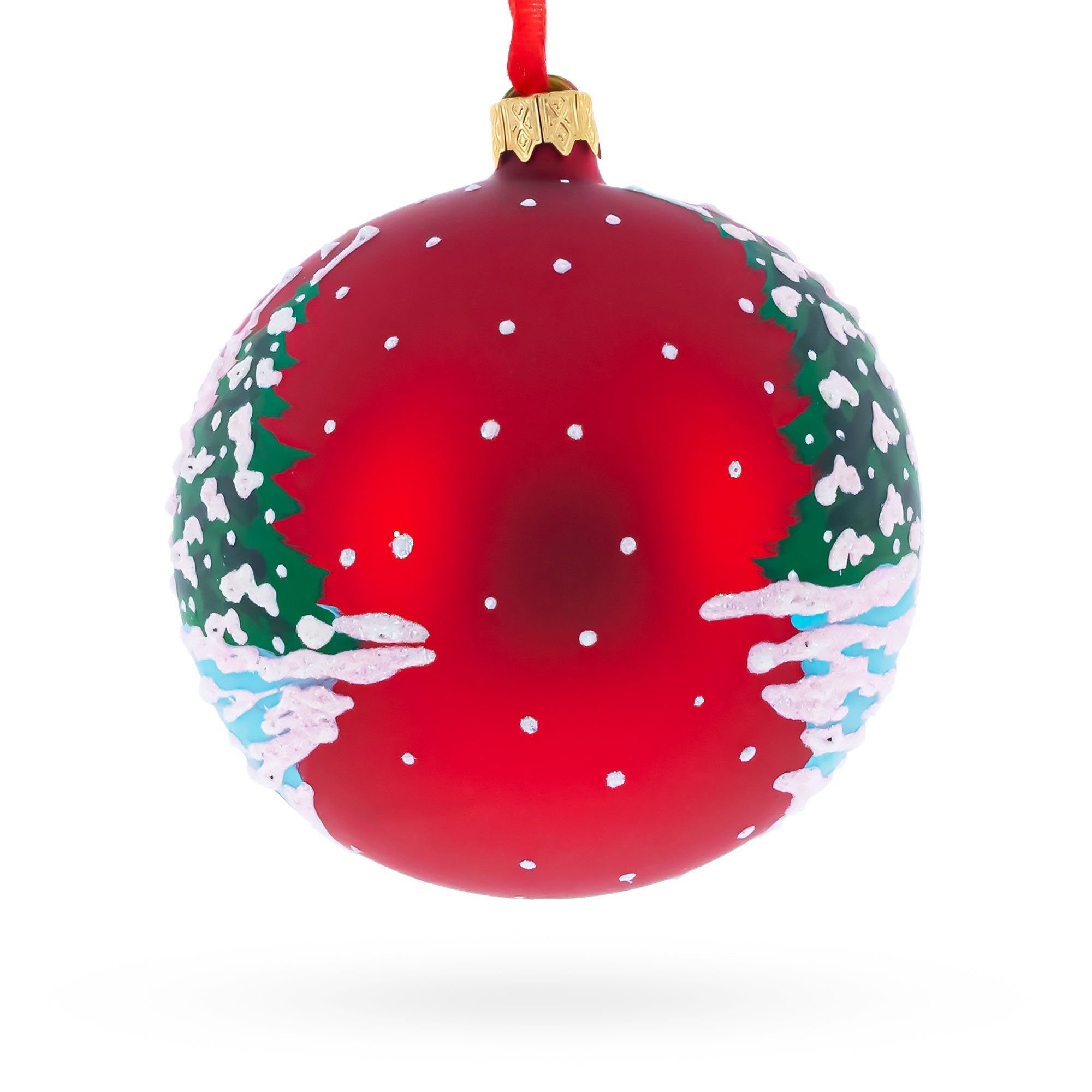 Rooster in the Winter Village Glass Ball Christmas Ornament 4 Inches