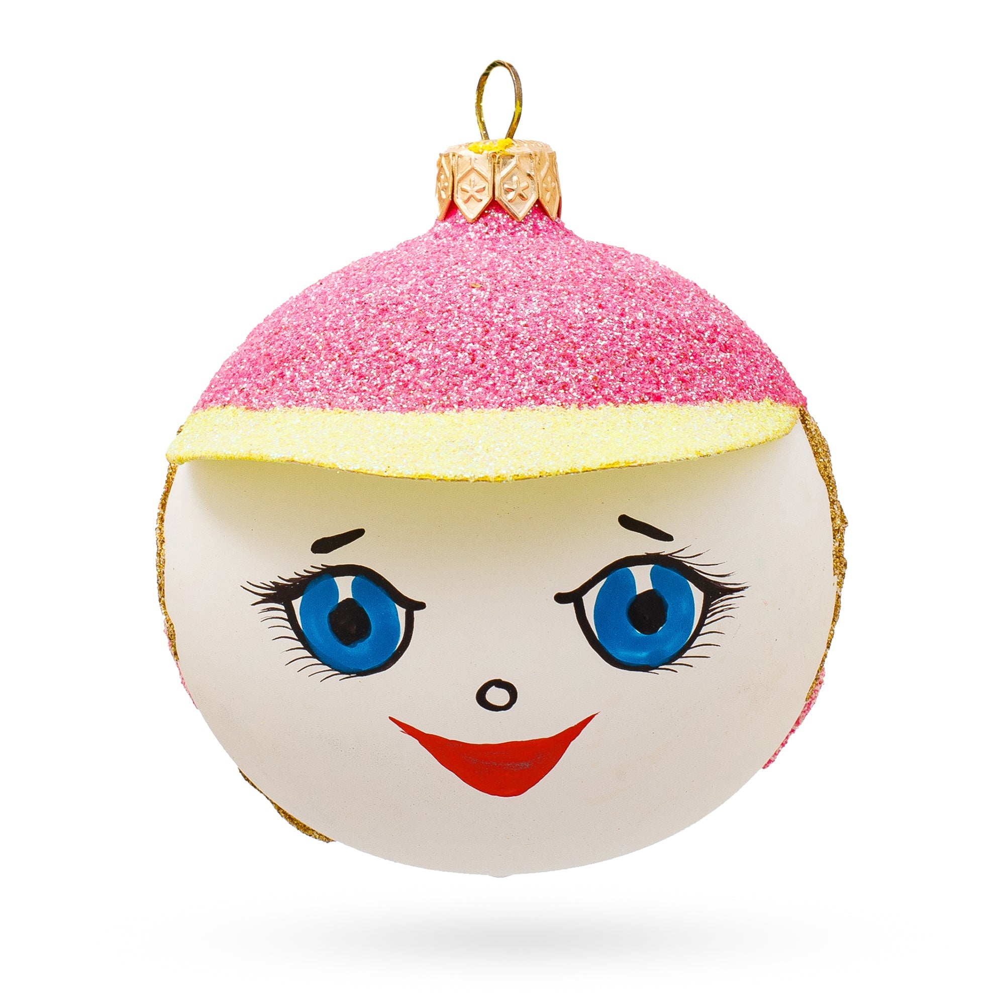 Girl in the Hat Glass Ball Christmas Ornament 3.25 Inches