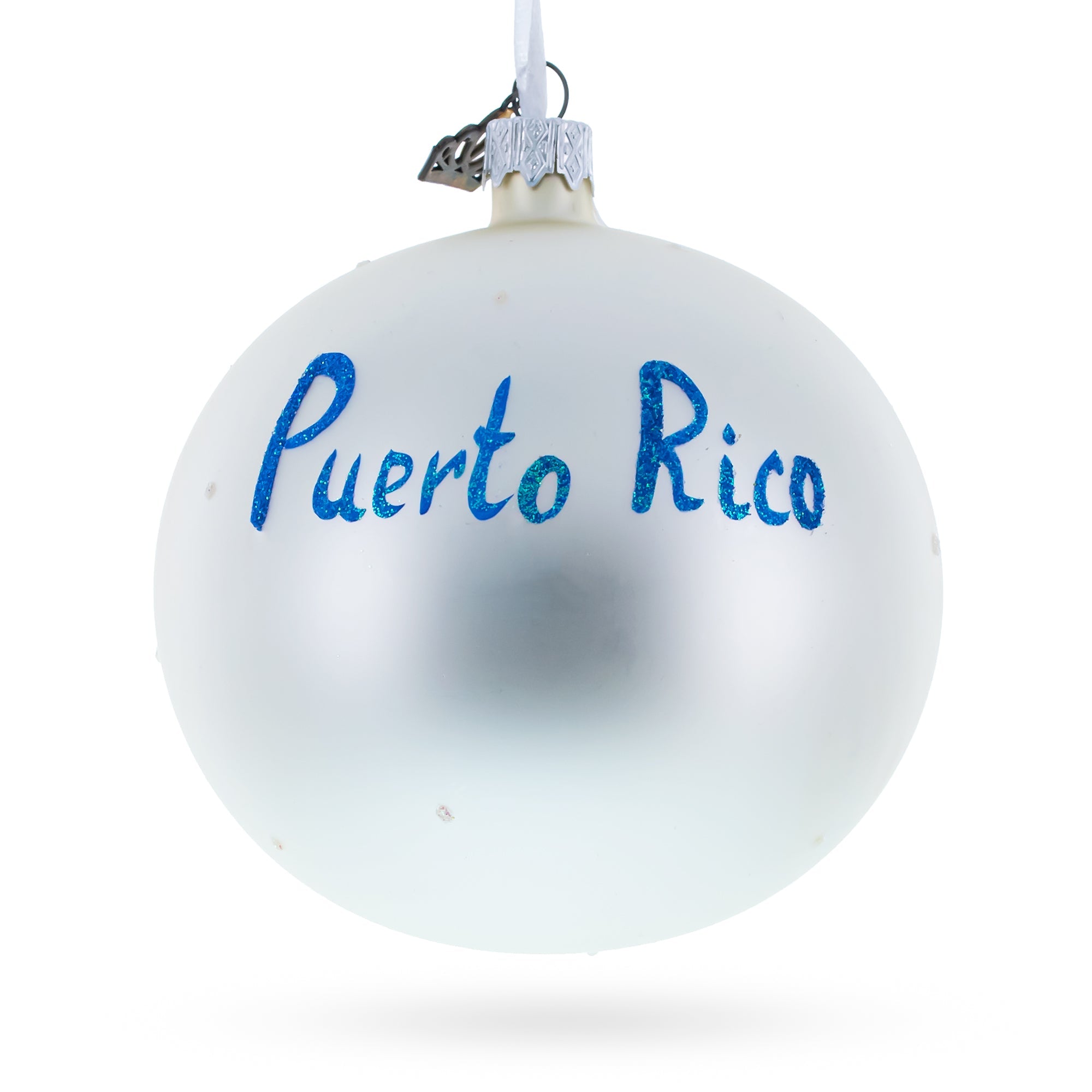 Flag of Puerto Rico Glass Ball Christmas Ornament 4 Inches