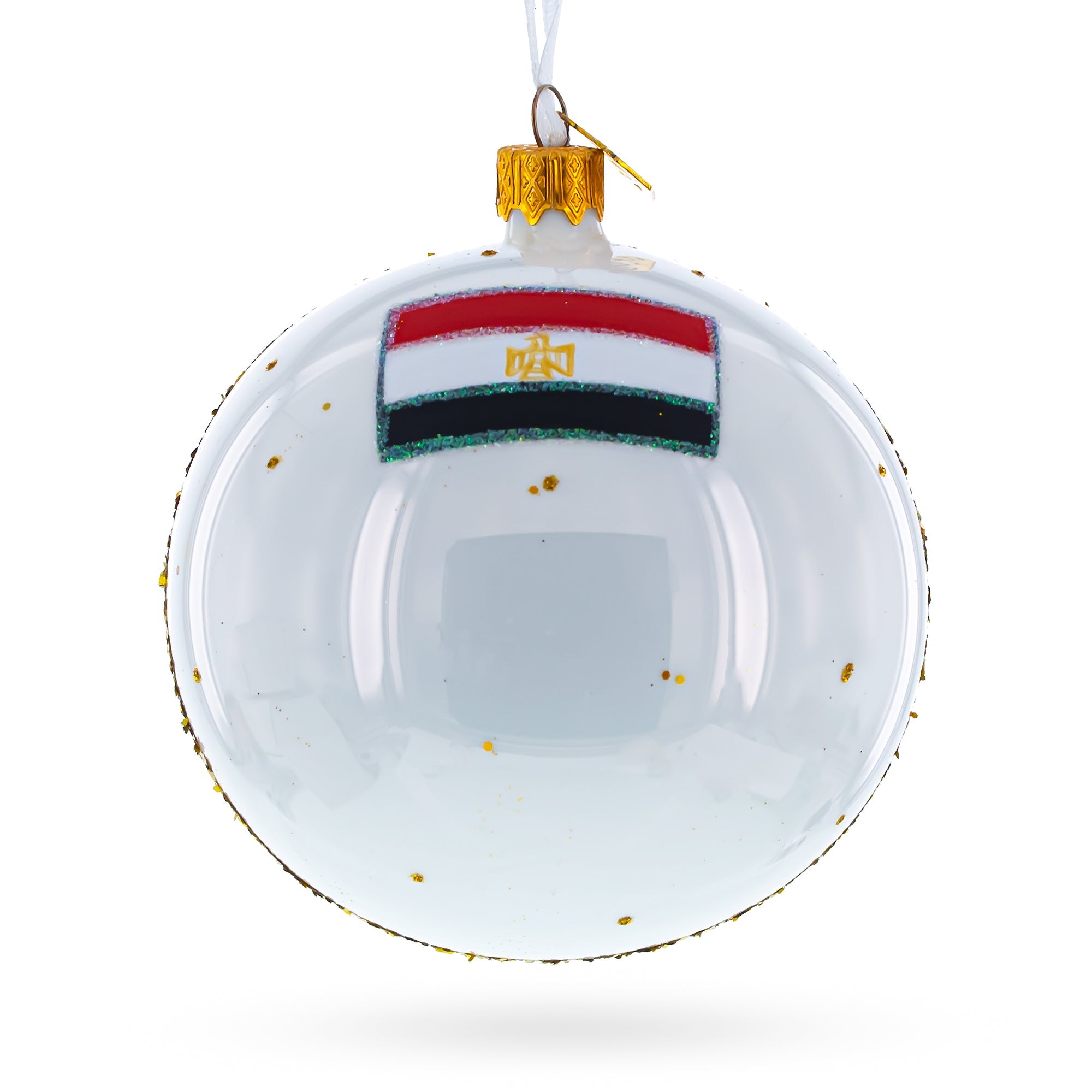 Pyramids and Great Sphinx of Giza, Egypt Glass Ball Christmas Ornament 4 Inches