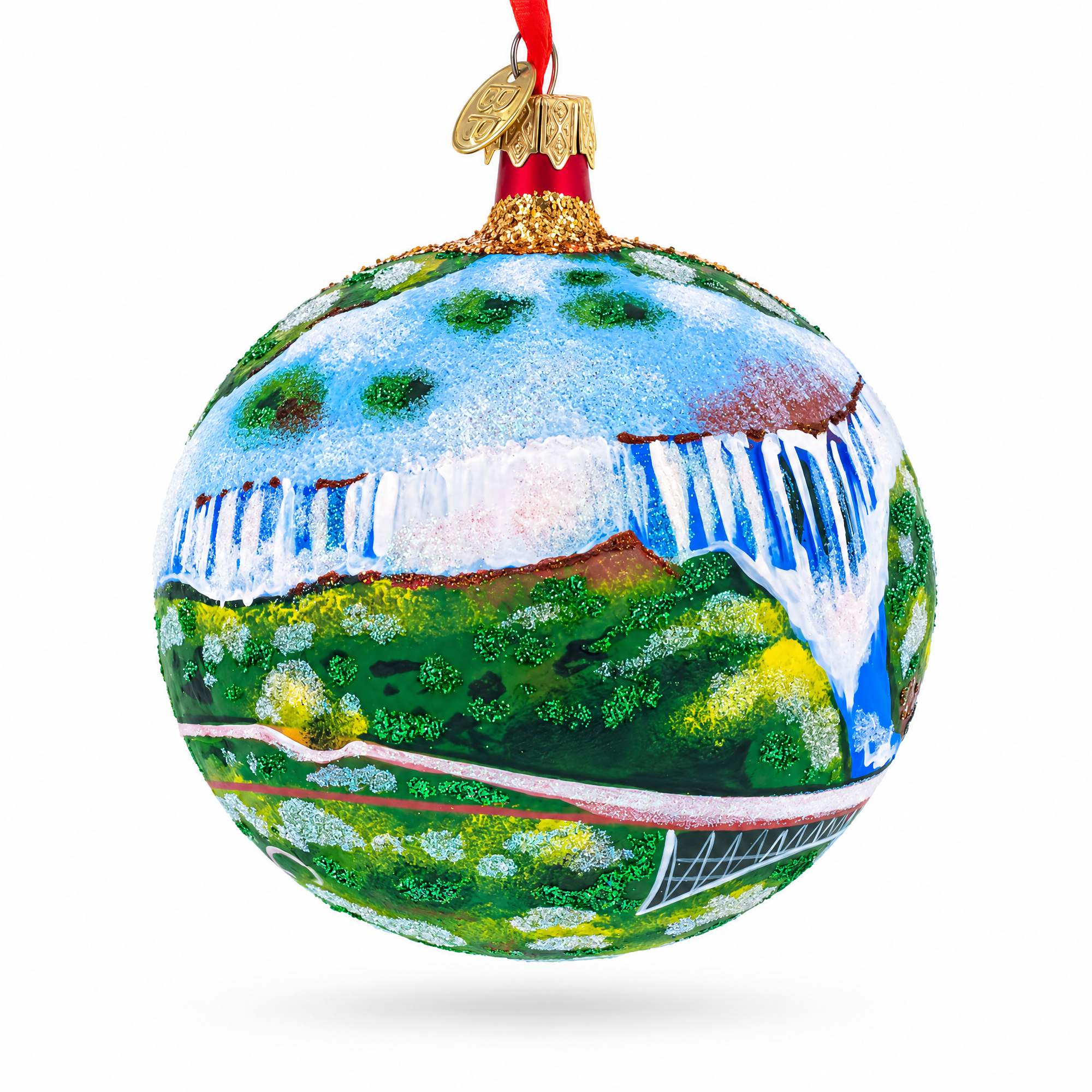 Victoria Falls, Republic of Zimbabwe Glass Ball Christmas Ornament 4 Inches