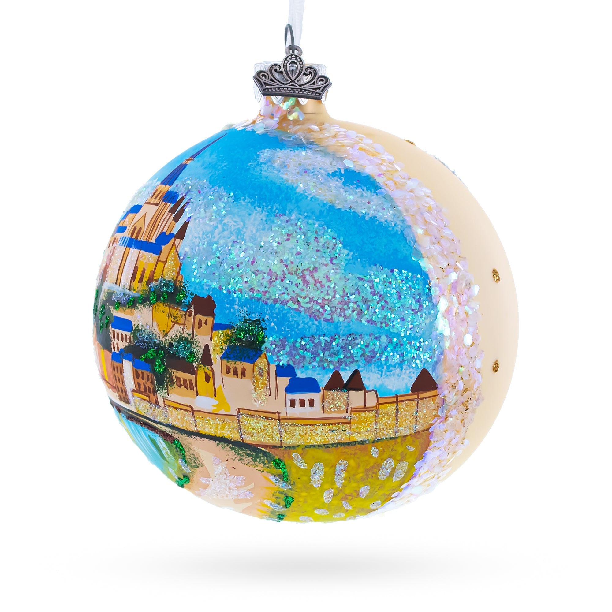 Mont Saint-Michel, Normandy, France Glass Ball Christmas Ornament 4 Inches