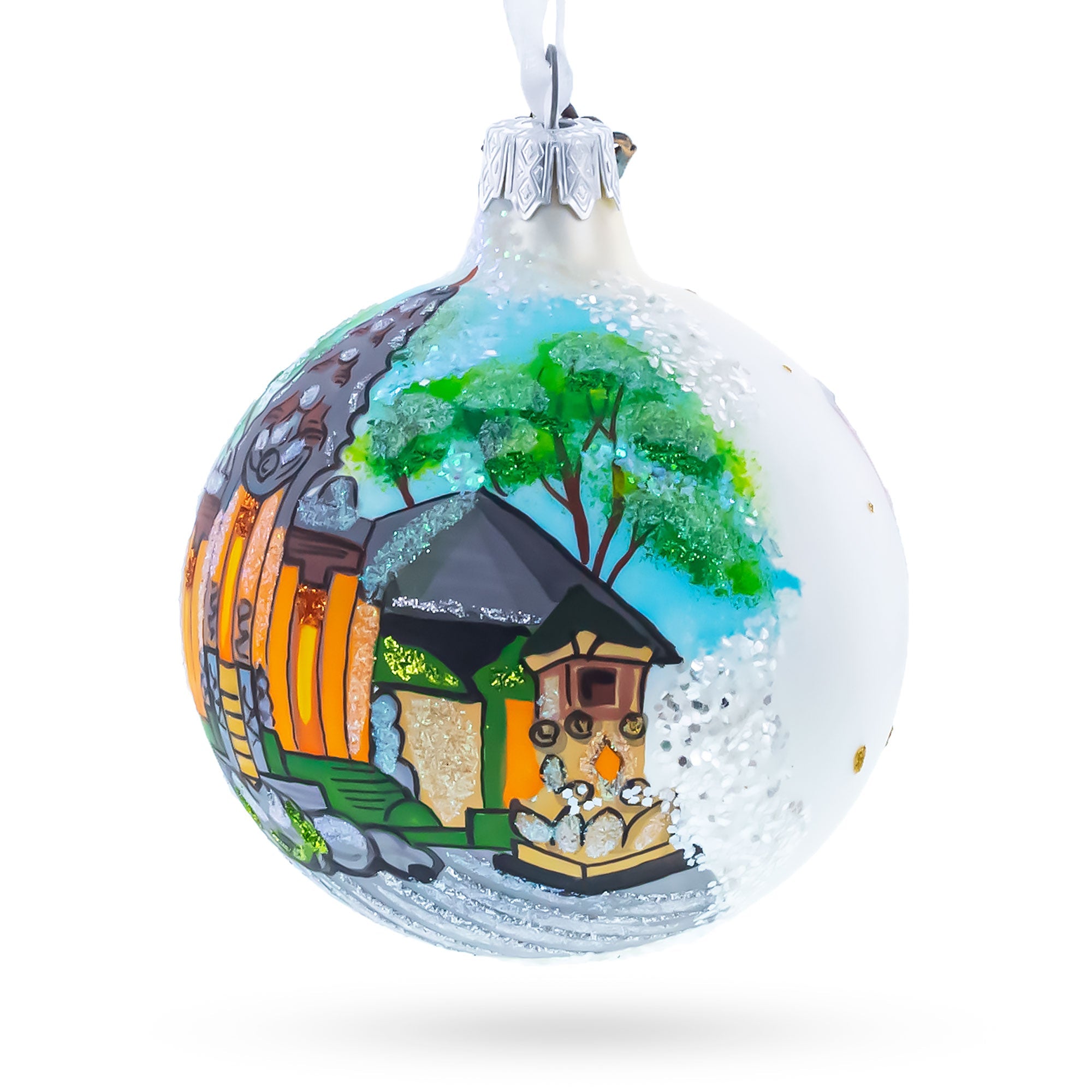 Sacred Monkey Forest Sanctuary, Bali, Indonesia Glass Ball Christmas Ornament 3.25 Inches