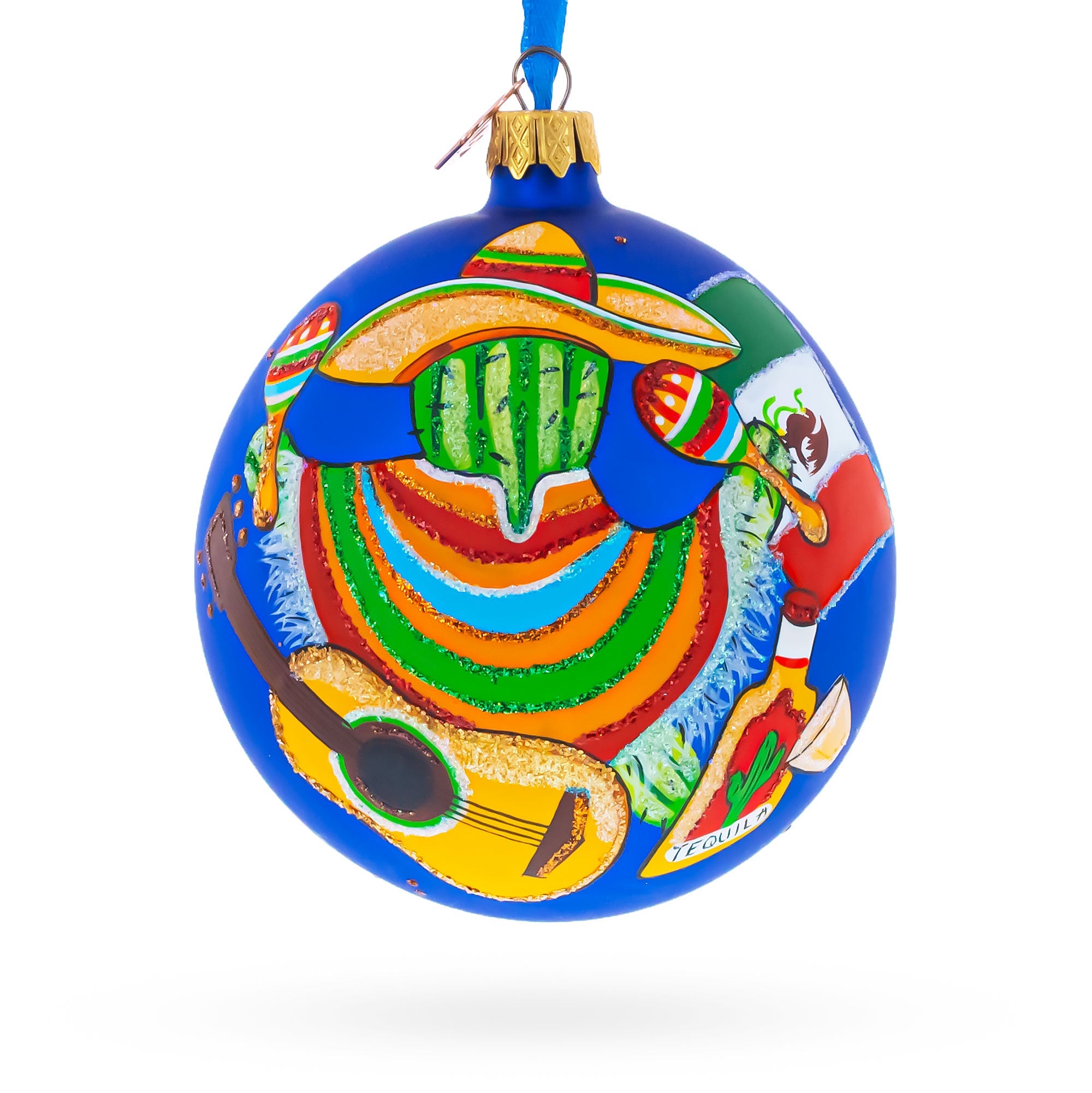 Mexico Glass Ball Christmas Ornament 4 Inches