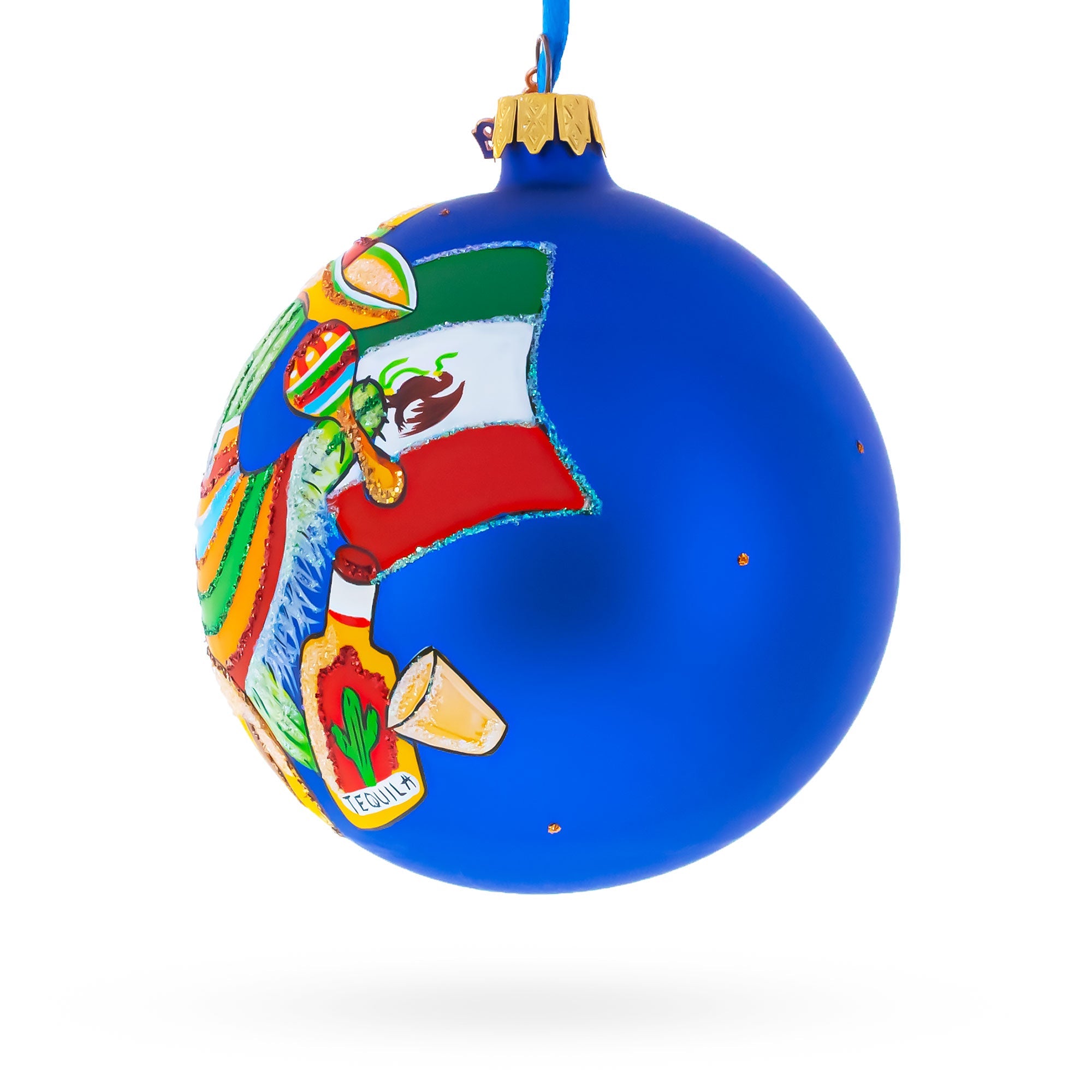 Mexico Glass Ball Christmas Ornament 4 Inches