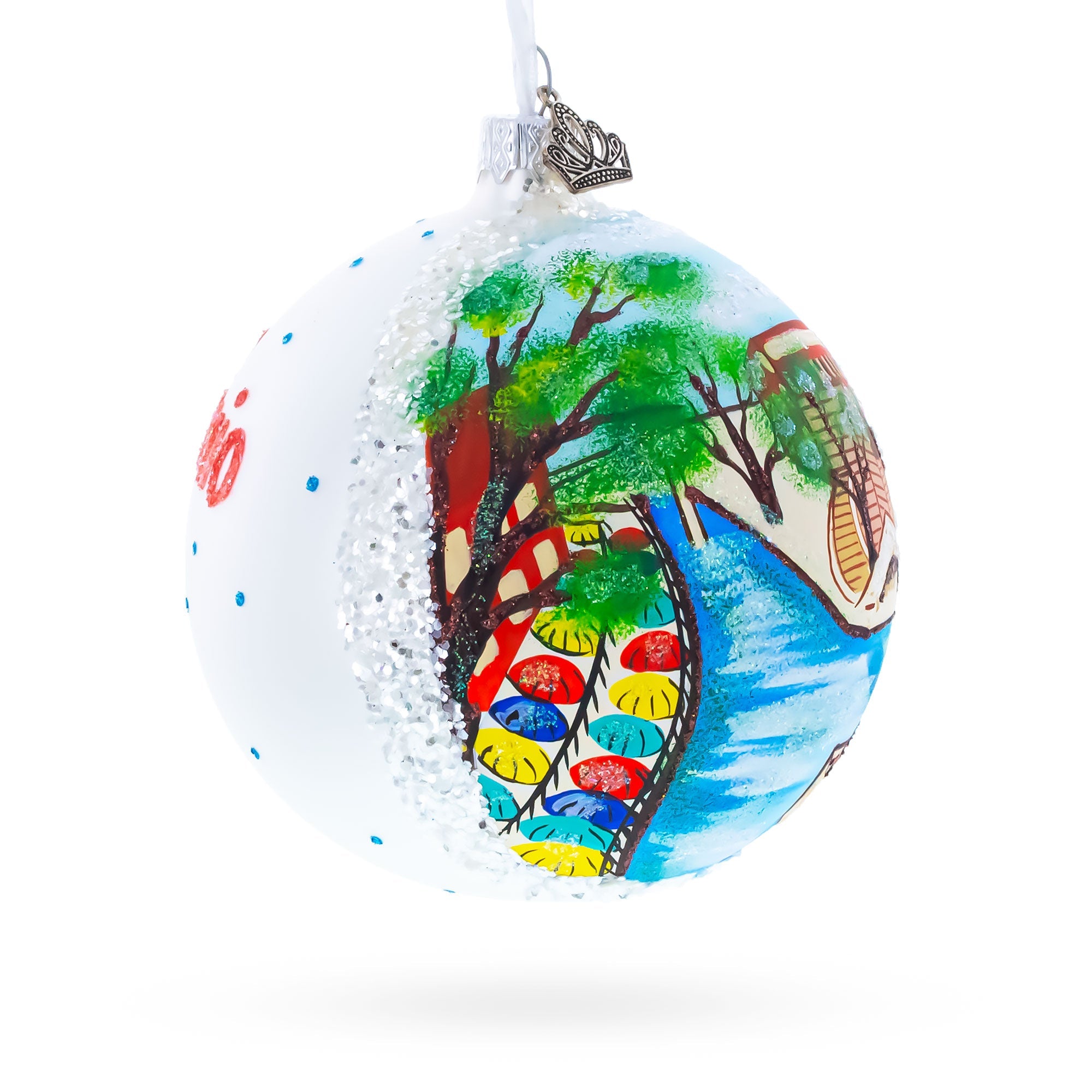 River Walk in San Antonio, Texas Glass Ball Christmas Ornament 4 Inches