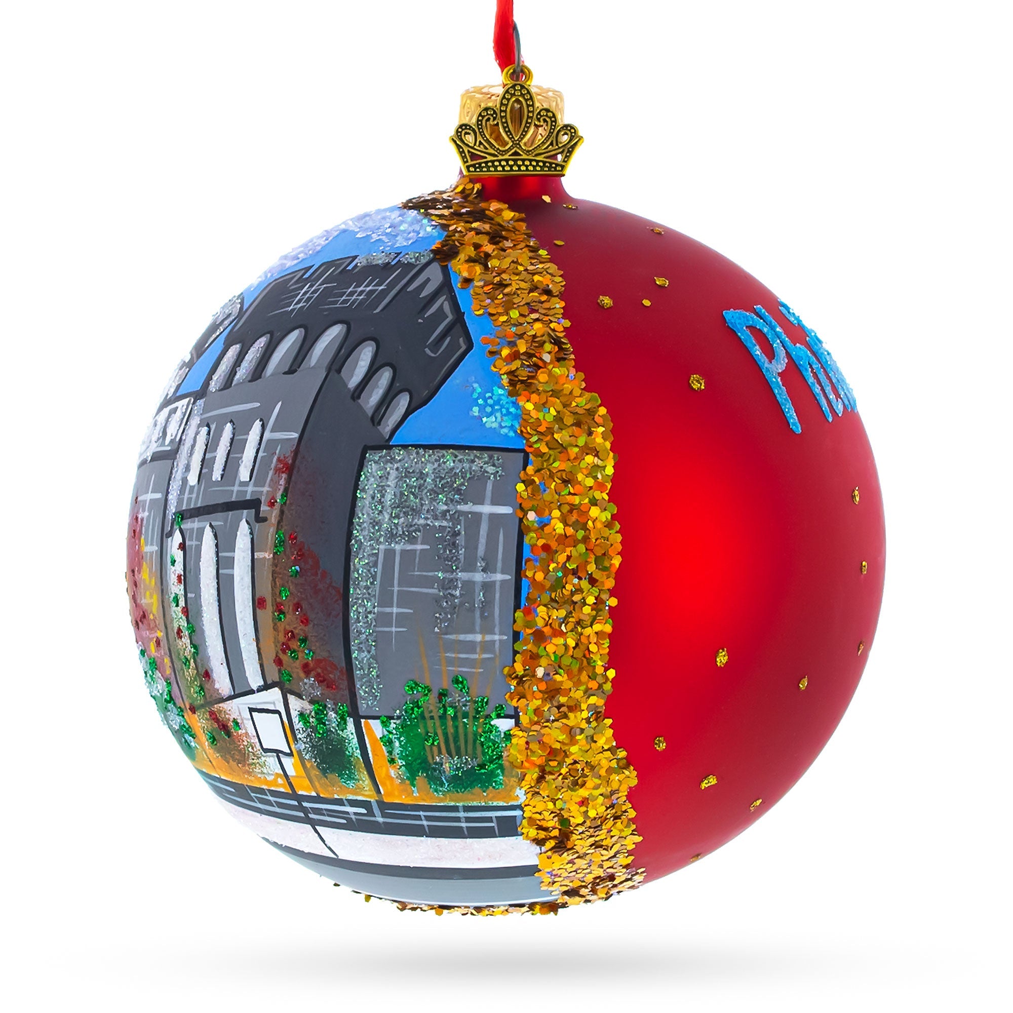 History Museum, Philadelphia, Pennsylvania Glass Ball Christmas Ornament 4 Inches