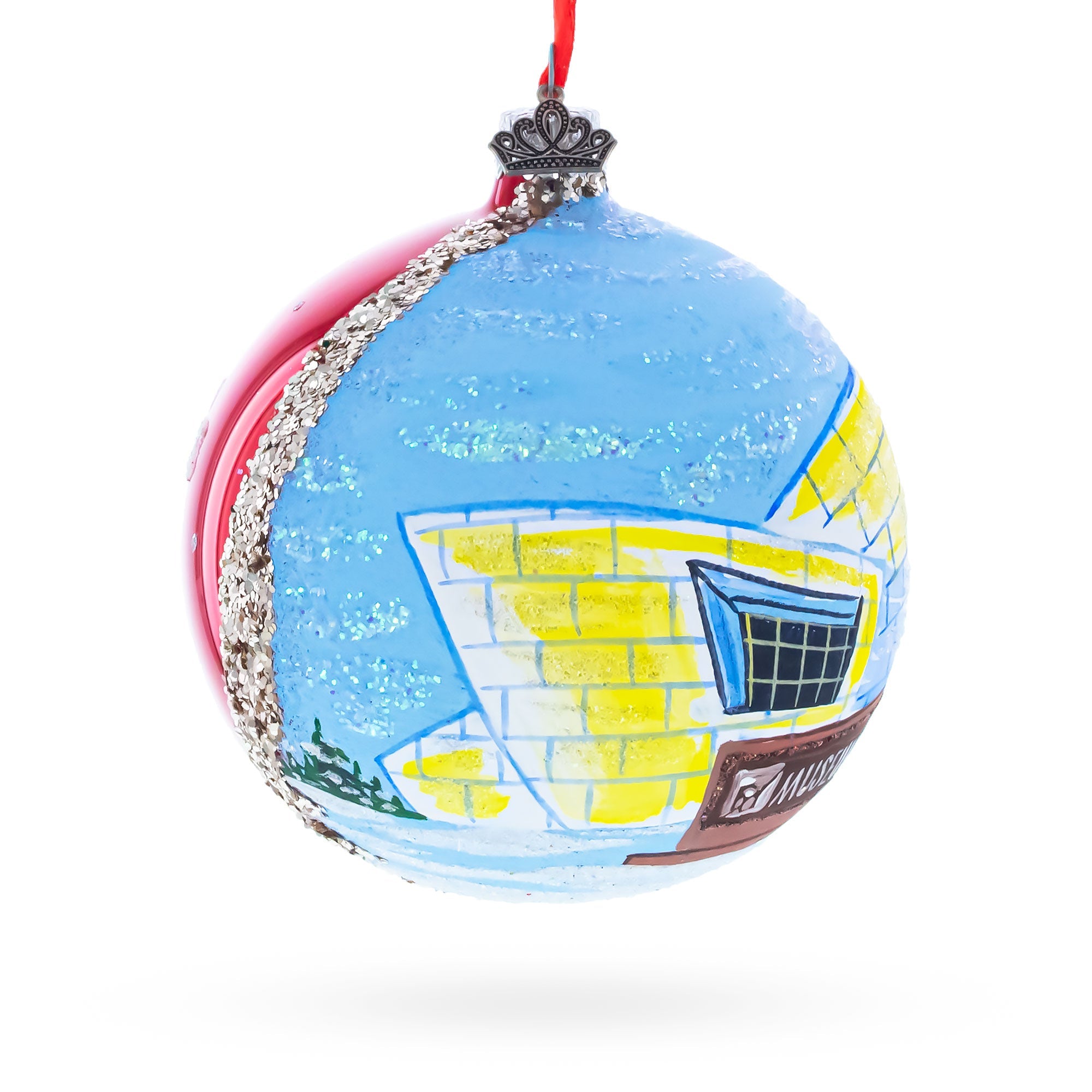 University of Alaska Museum of the North, Fairbanks, Alaska Glass Ball Christmas Ornament 4 Inches