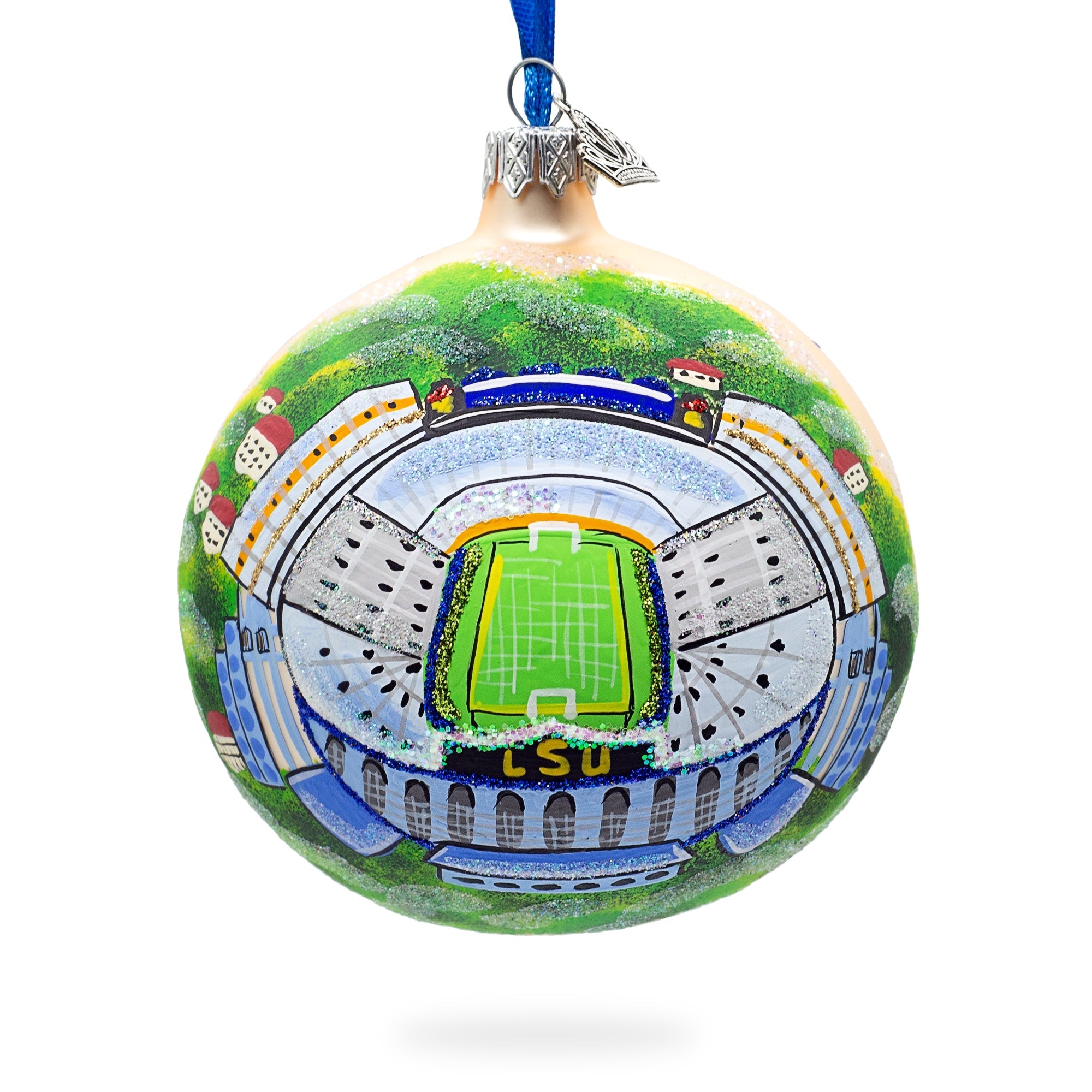 LSU Tiger Stadium, Baton Rouge, Louisiana Glass Ball Christmas Ornament 4 Inches