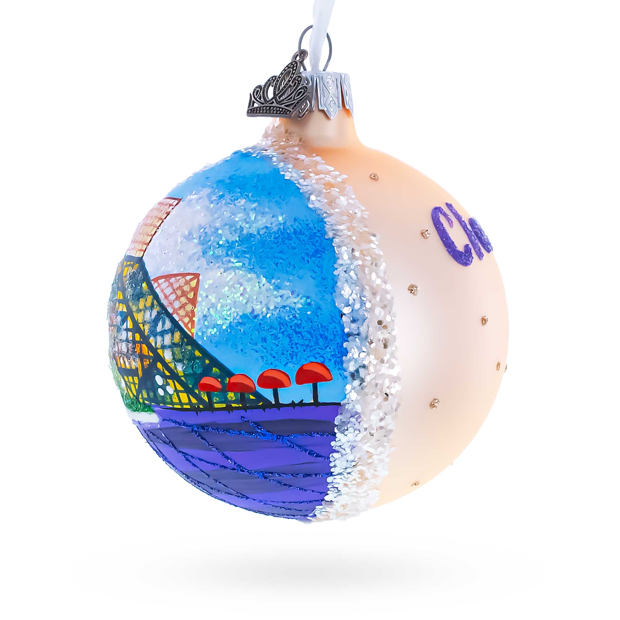 Rock & Roll Hall of Fame, Cleveland, Ohio Glass Ball Christmas Ornament 3.25 Inches