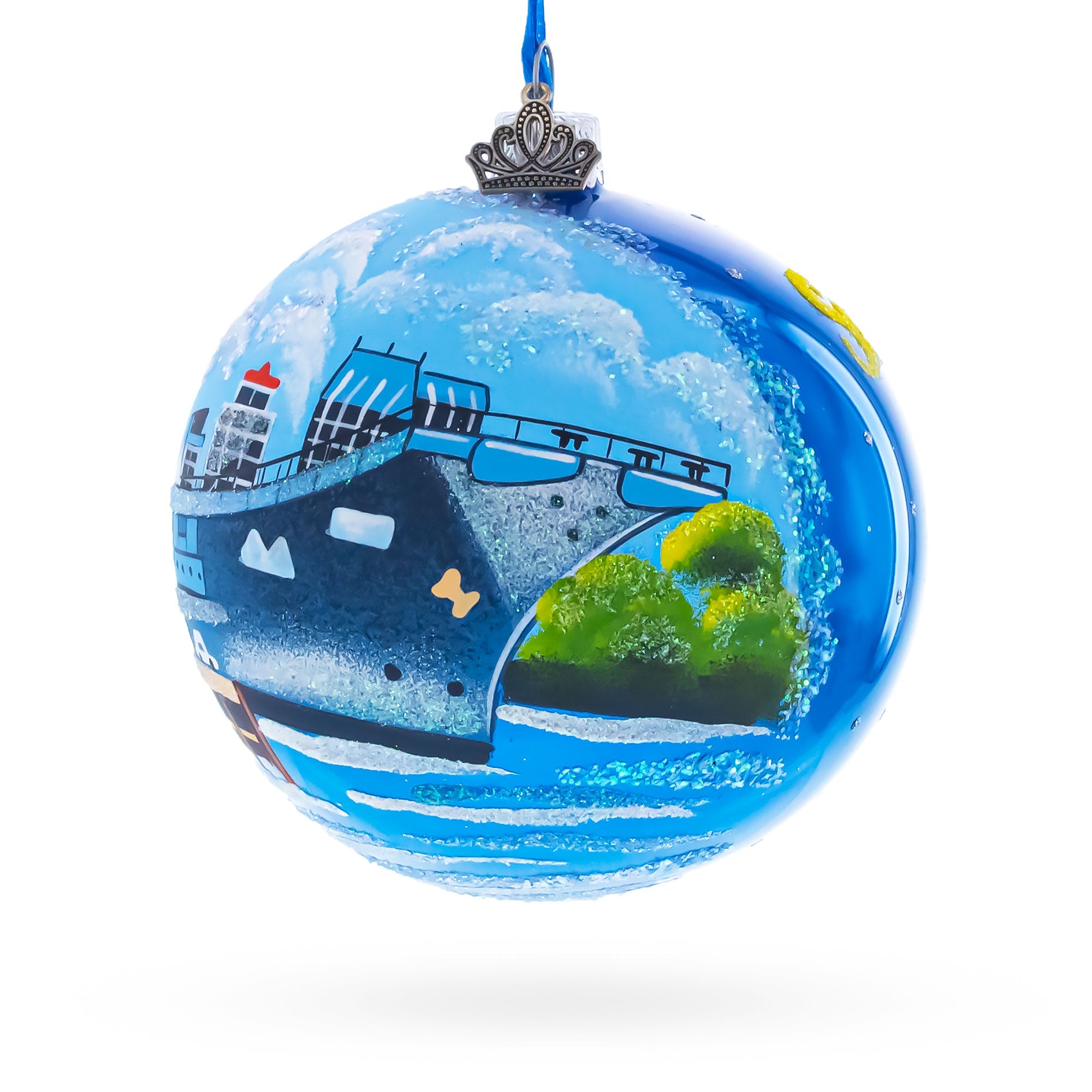 USS Midway Museum, San Diego, California Glass Ball Christmas Ornament 4 Inches