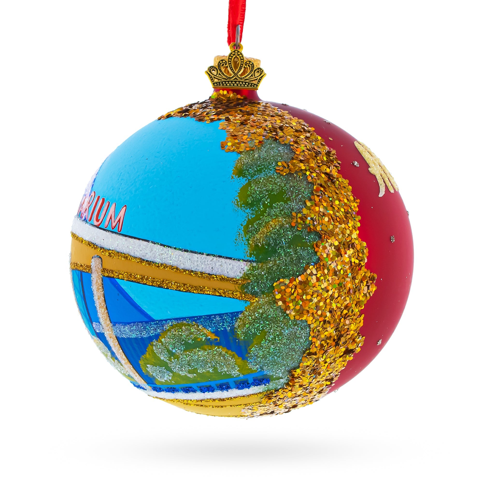 Georgia Aquarium, Atlanta, Georgia Glass Ball Christmas Ornament 4 Inches