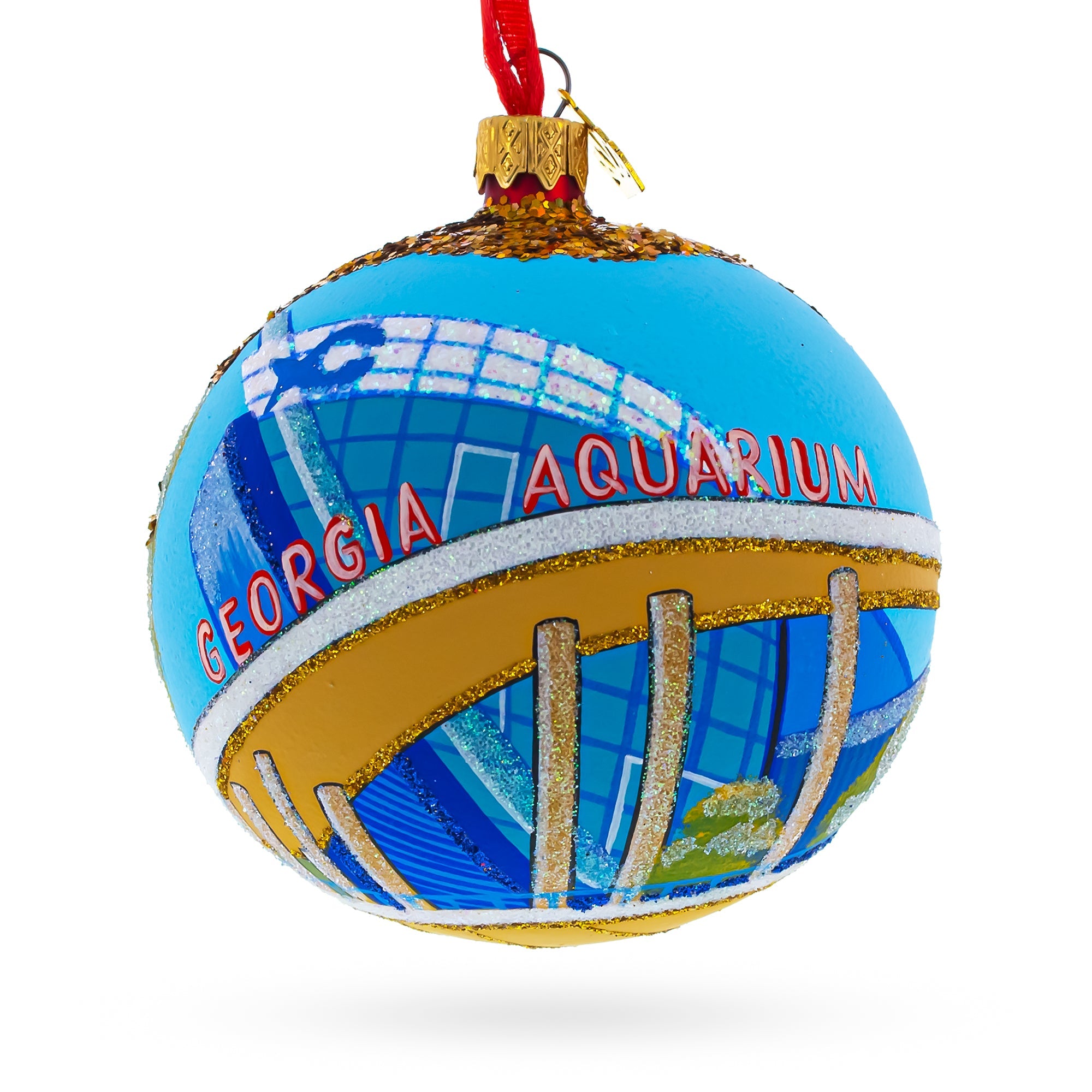 Georgia Aquarium, Atlanta, Georgia Glass Ball Christmas Ornament 4 Inches