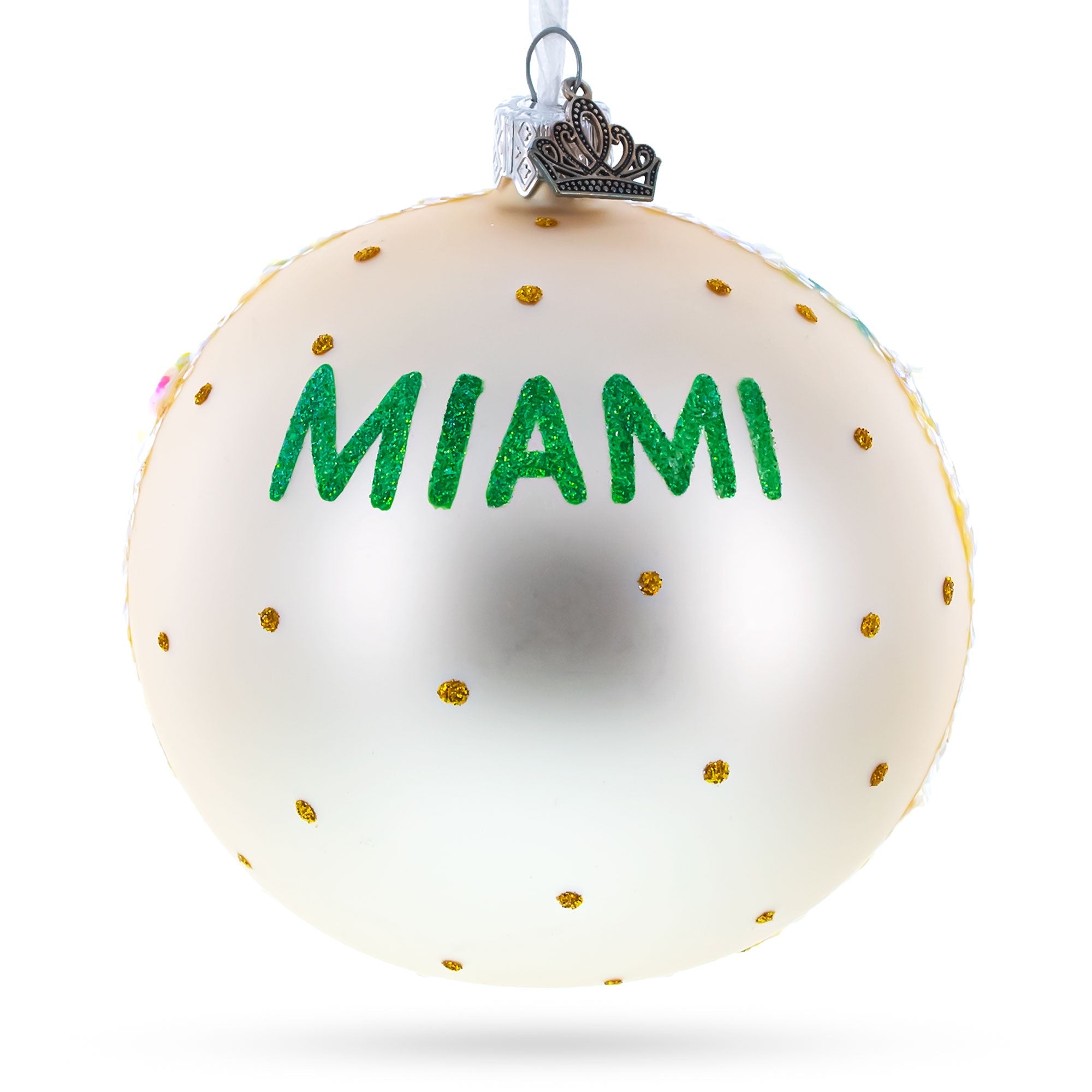 South Beach, Miami, Florida Glass Ball Christmas Ornament 4 Inches