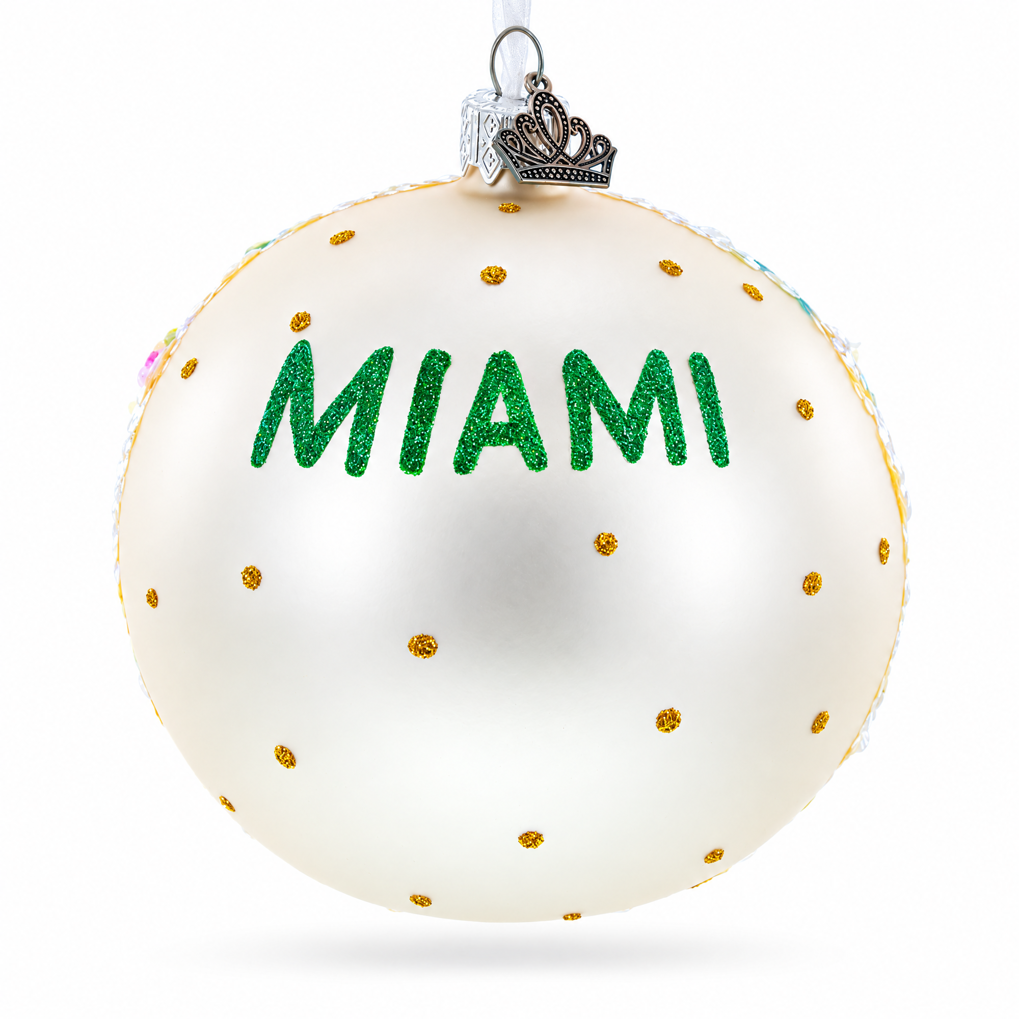 South Beach, Miami, Florida Glass Ball Christmas Ornament 4 Inches
