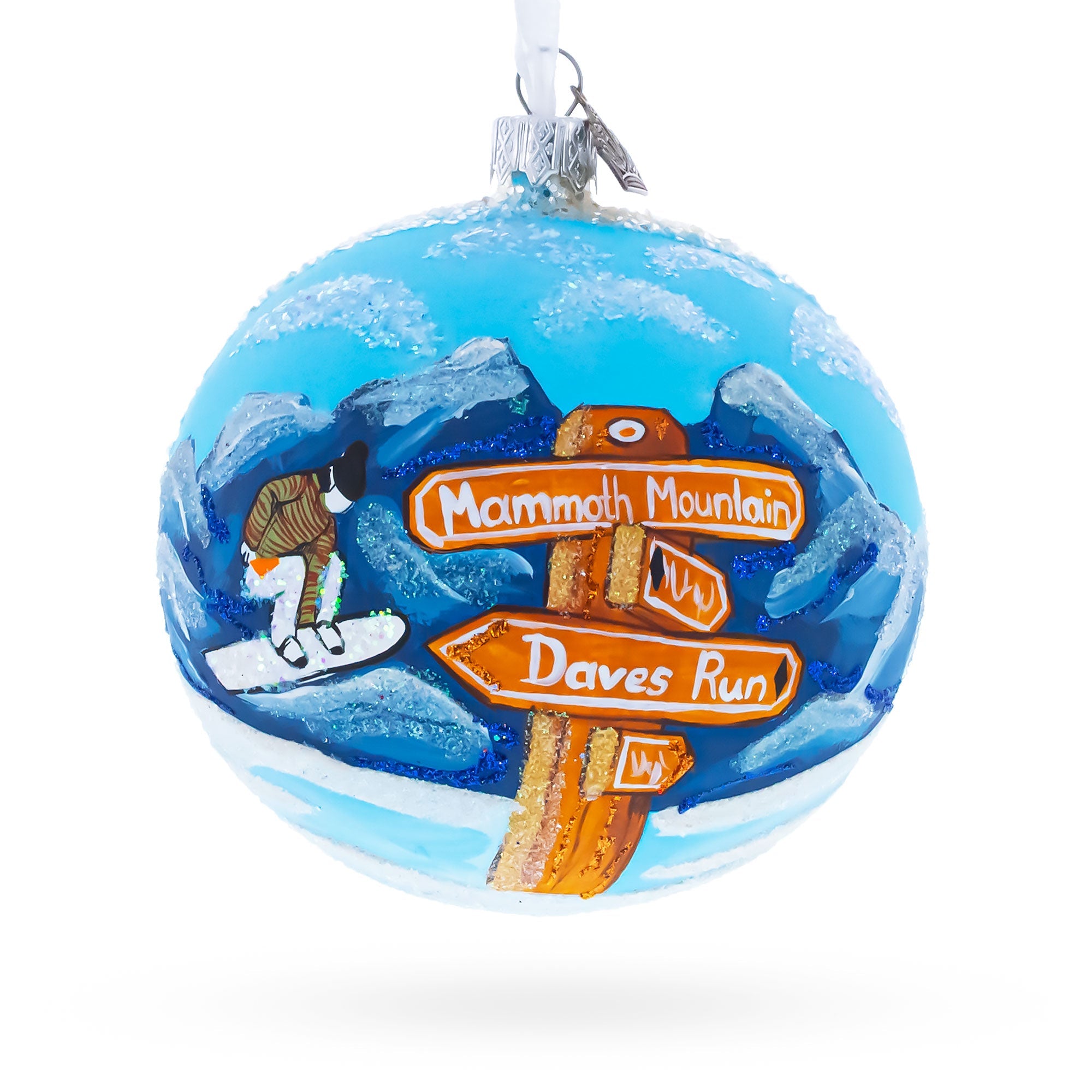 Mammoth Mountain Ski Area, California Glass Ball Christmas Ornament 4 Inches