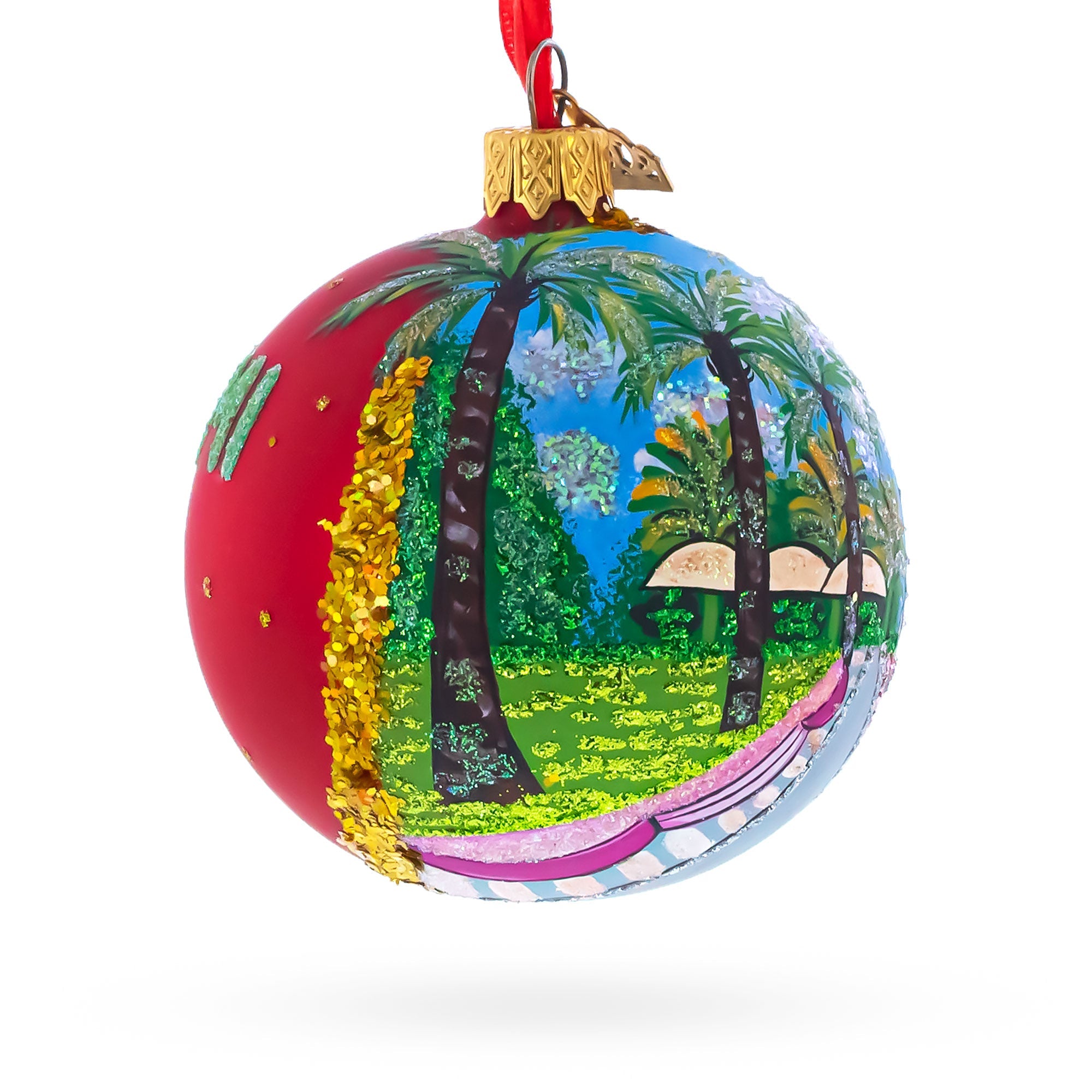 Lincoln Road, Miami, Florida Glass Ball Christmas Ornament 3.25 Inches