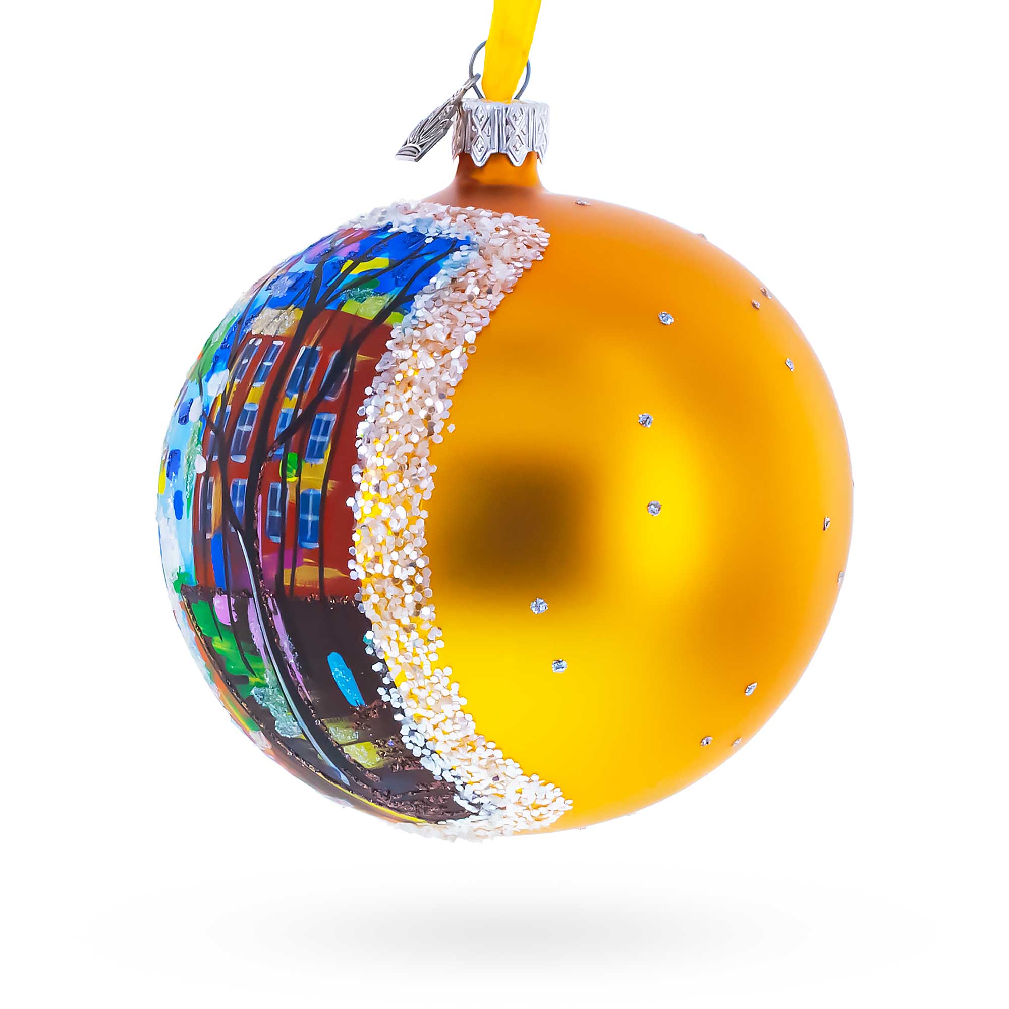 Night Walk Painting Glass Ball Christmas Ornament 4 Inches