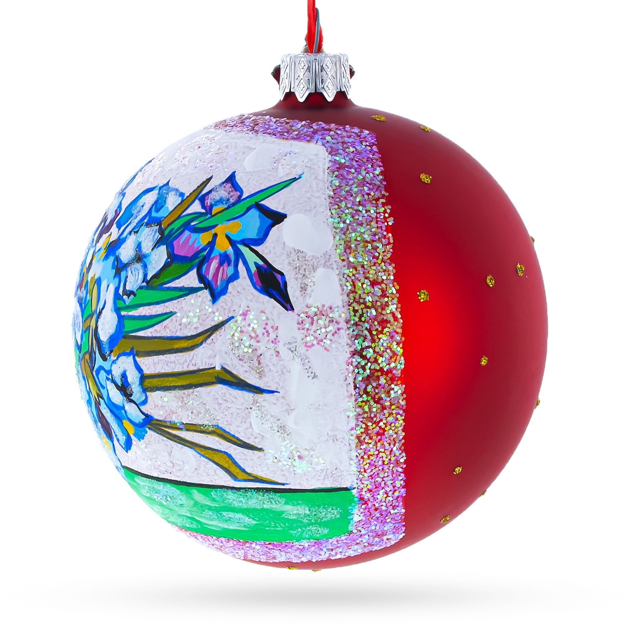 Vincent van Gogh "Irises" Glass Ball Christmas Ornament 4 Inches