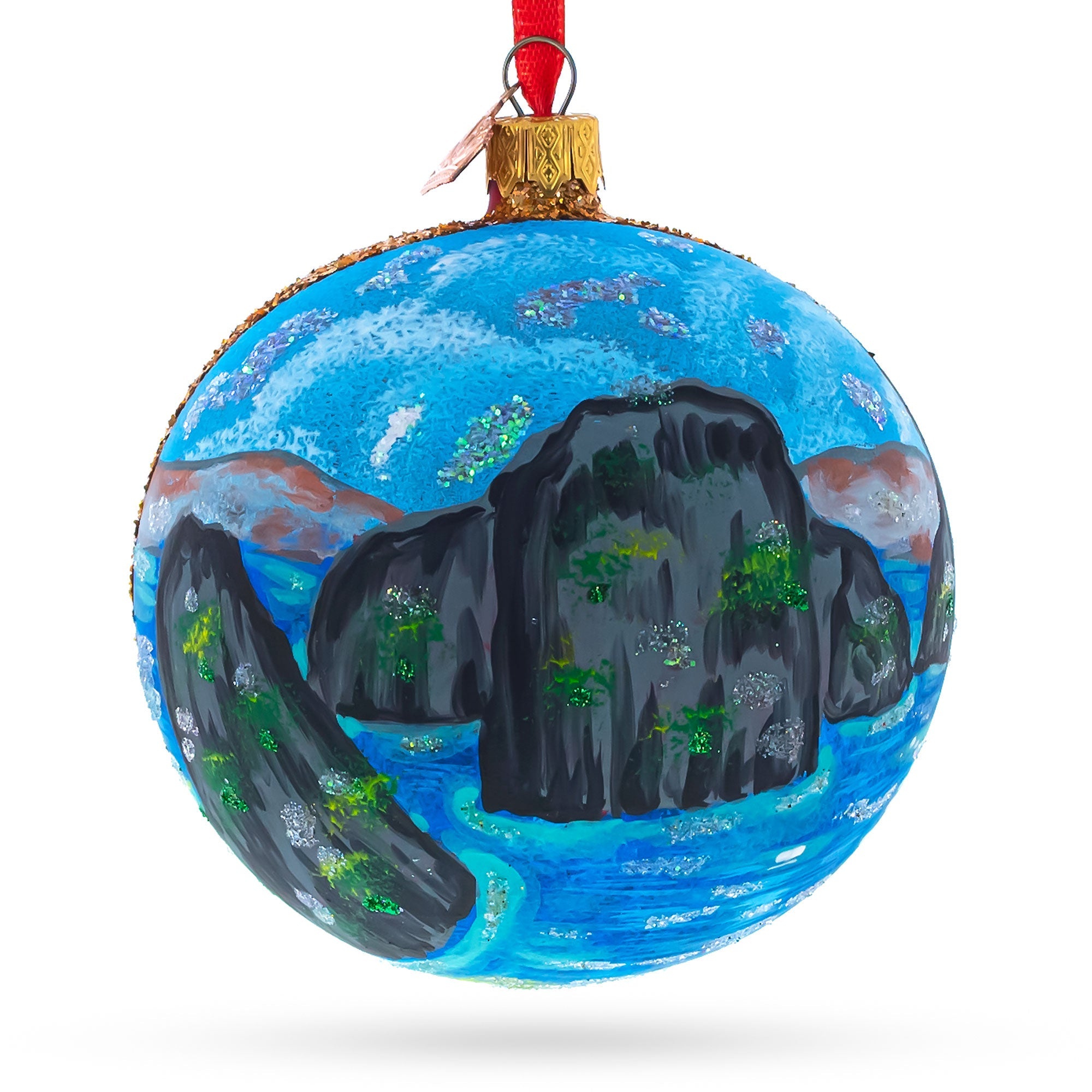 Cebu & Boracay, Philippines Glass Ball Christmas Ornament 4 Inches