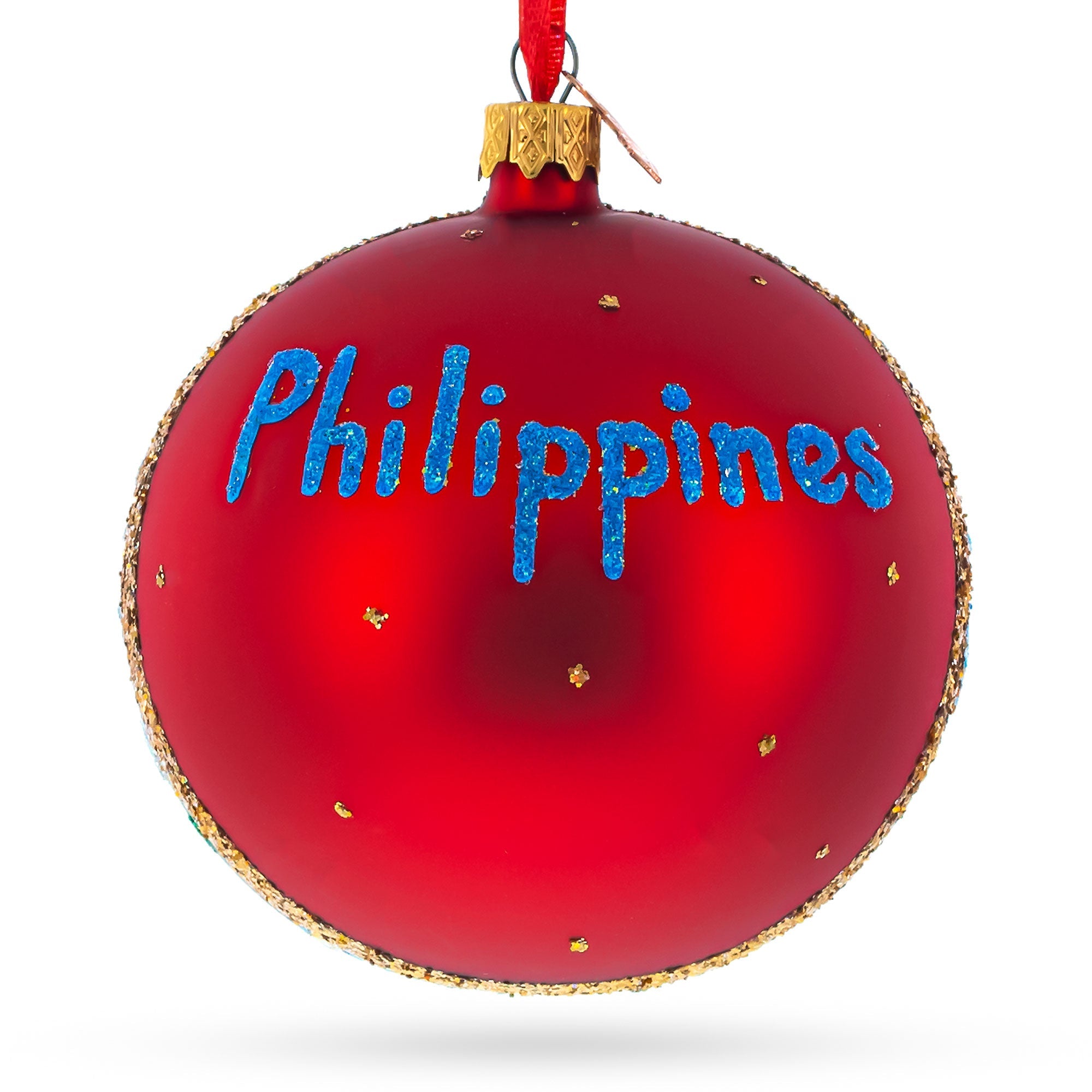 Cebu & Boracay, Philippines Glass Ball Christmas Ornament 4 Inches