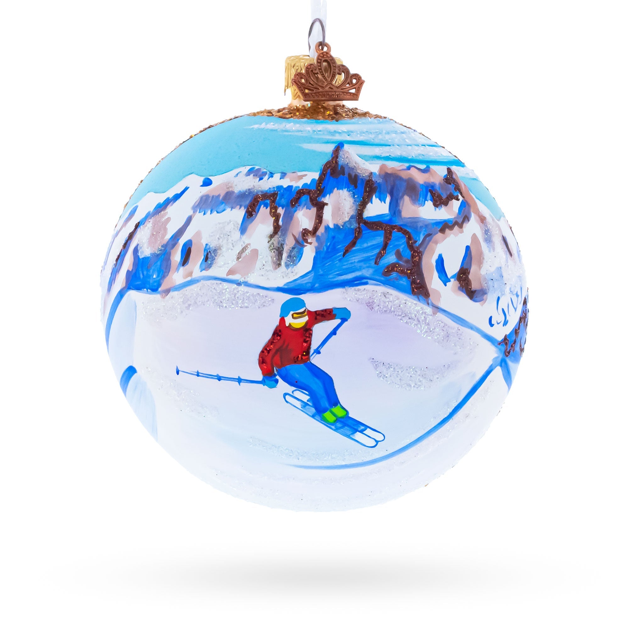 Chamonix Ski Resort, France Glass Ball Christmas Ornament 4 Inches