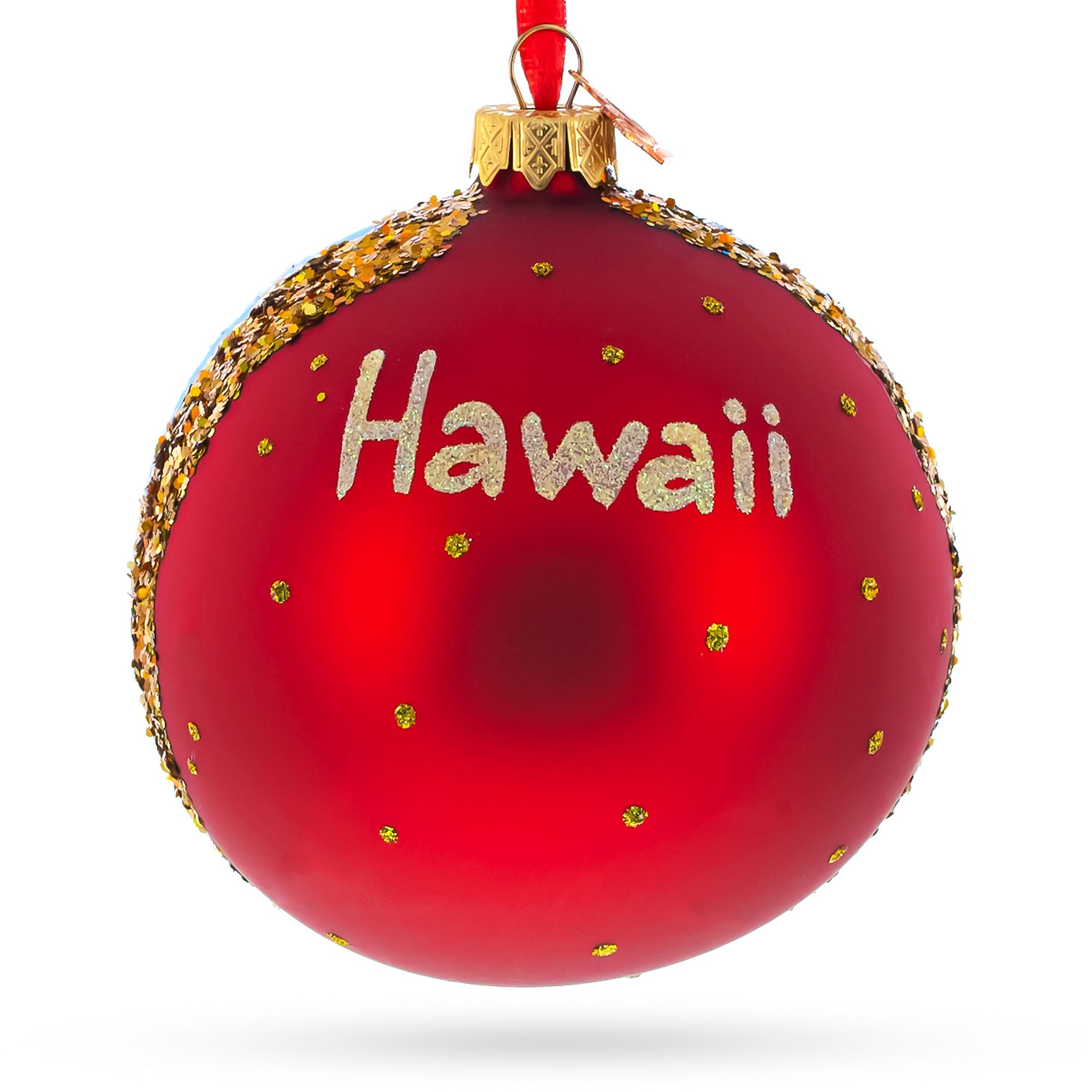 Surfers at Hawaii Beach Glass Ball Christmas Ornament 4 Inches