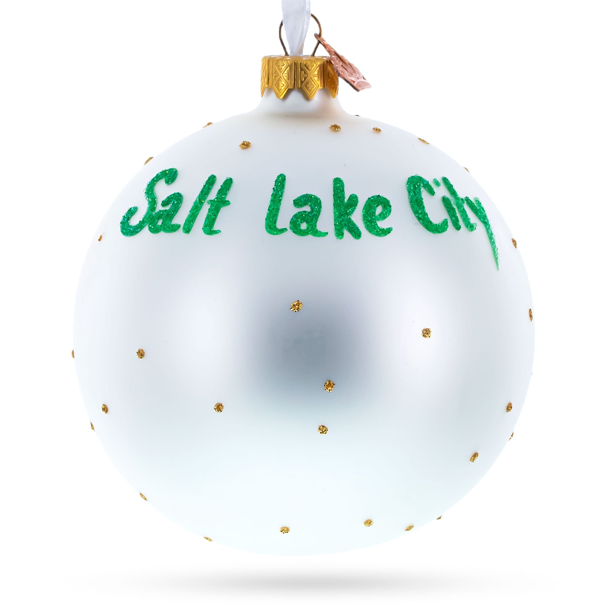 Temple Square, Salt Lake City, Utah Glass Ball Christmas Ornament 4 Inches