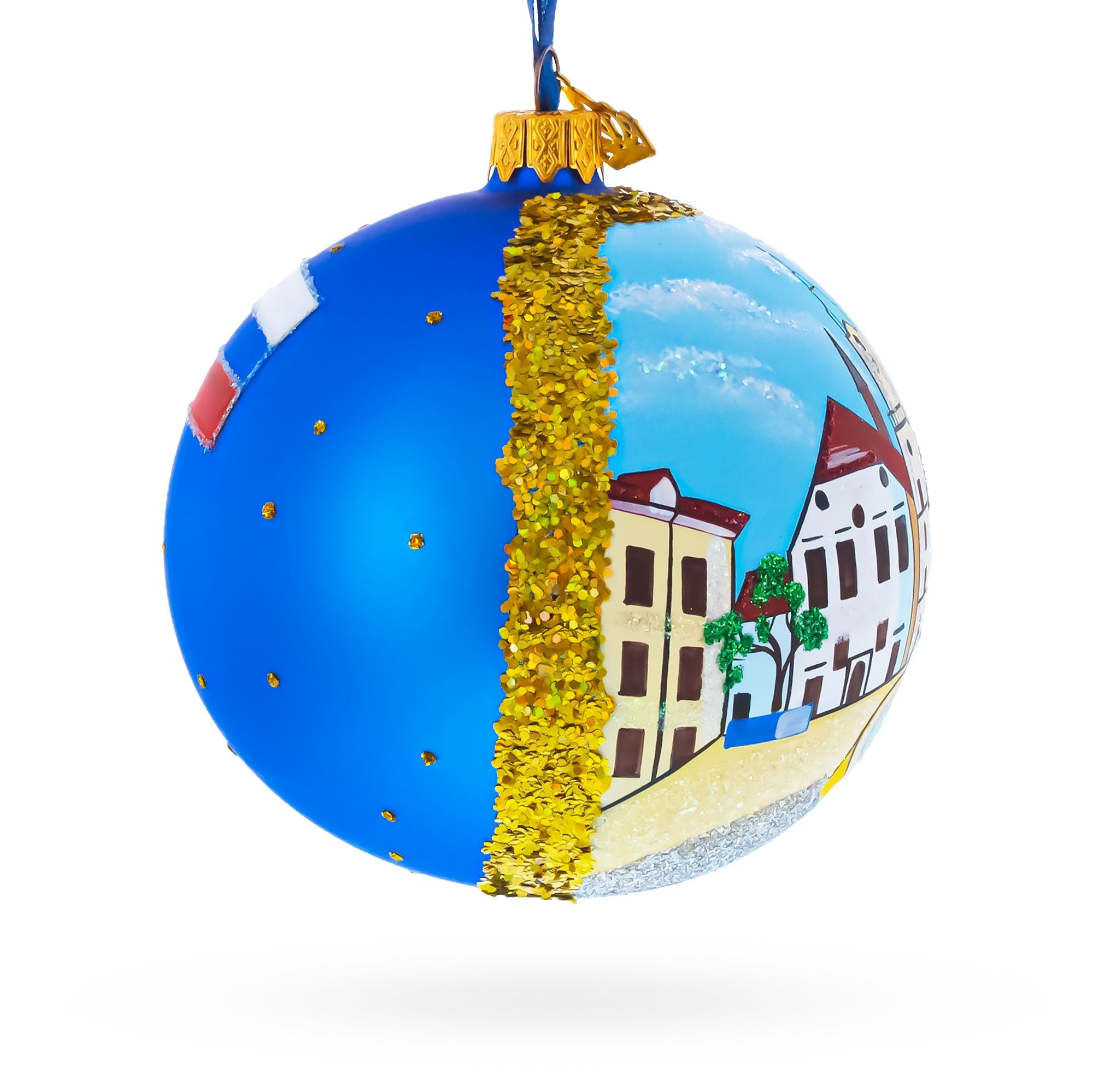 Old Town in Bratislava, Slovakia Glass Ball Christmas Ornament 4 Inches