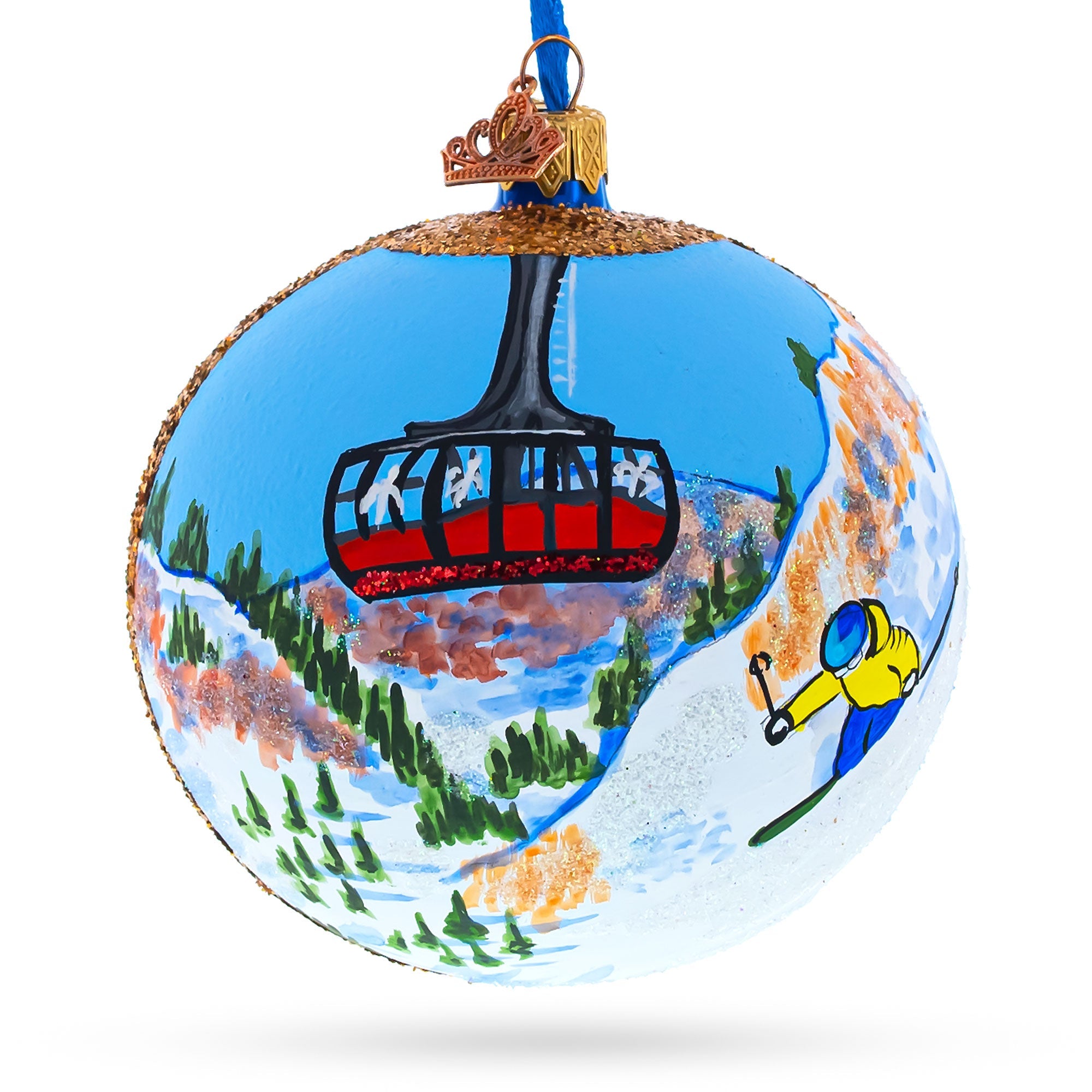 Jackson Hole Ski Resort, Wyoming Glass Ball Christmas Ornament 4 Inches