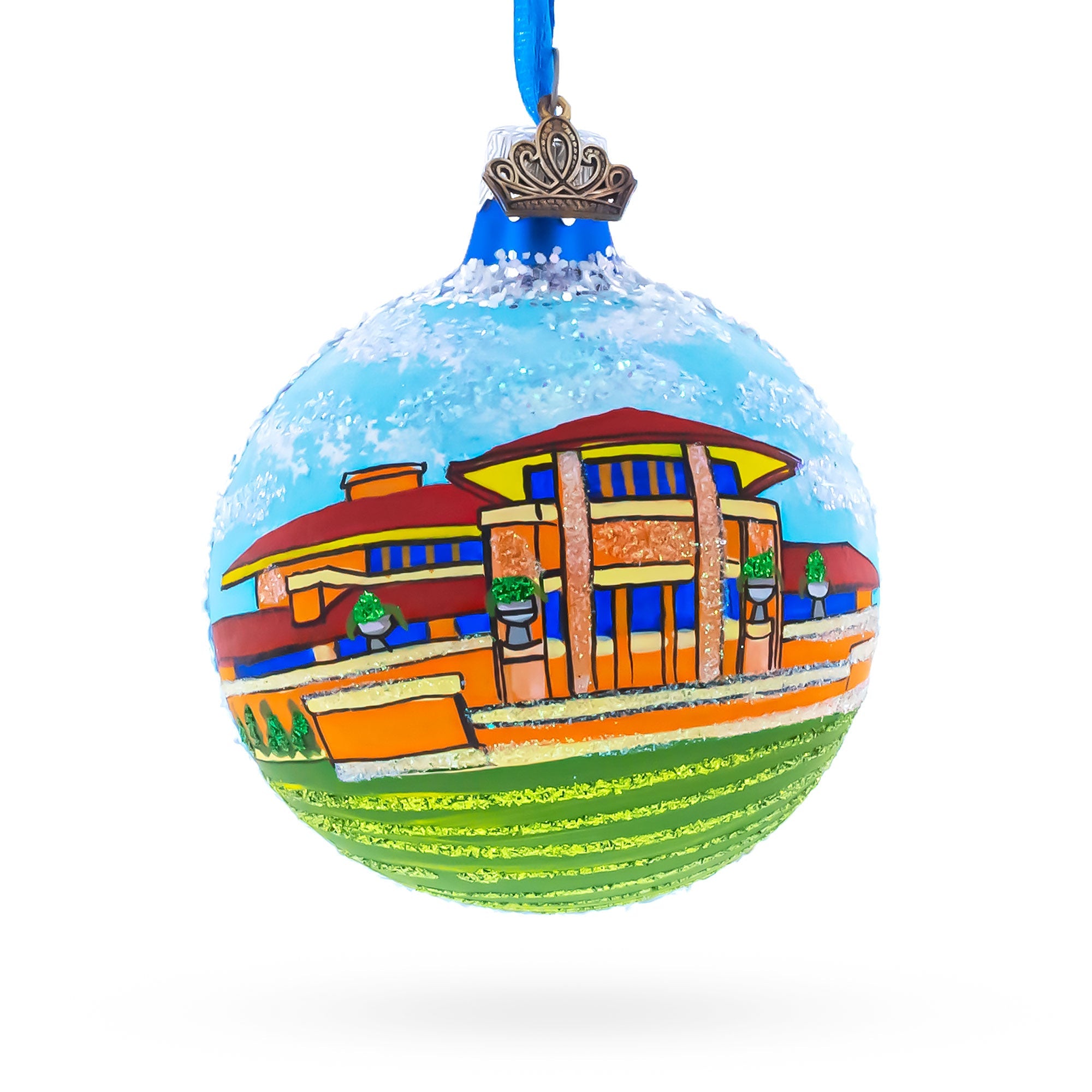 Frank Lloyd Wright's Martin House, Buffalo, New York Glass Ball Christmas Ornament 3.25 Inches