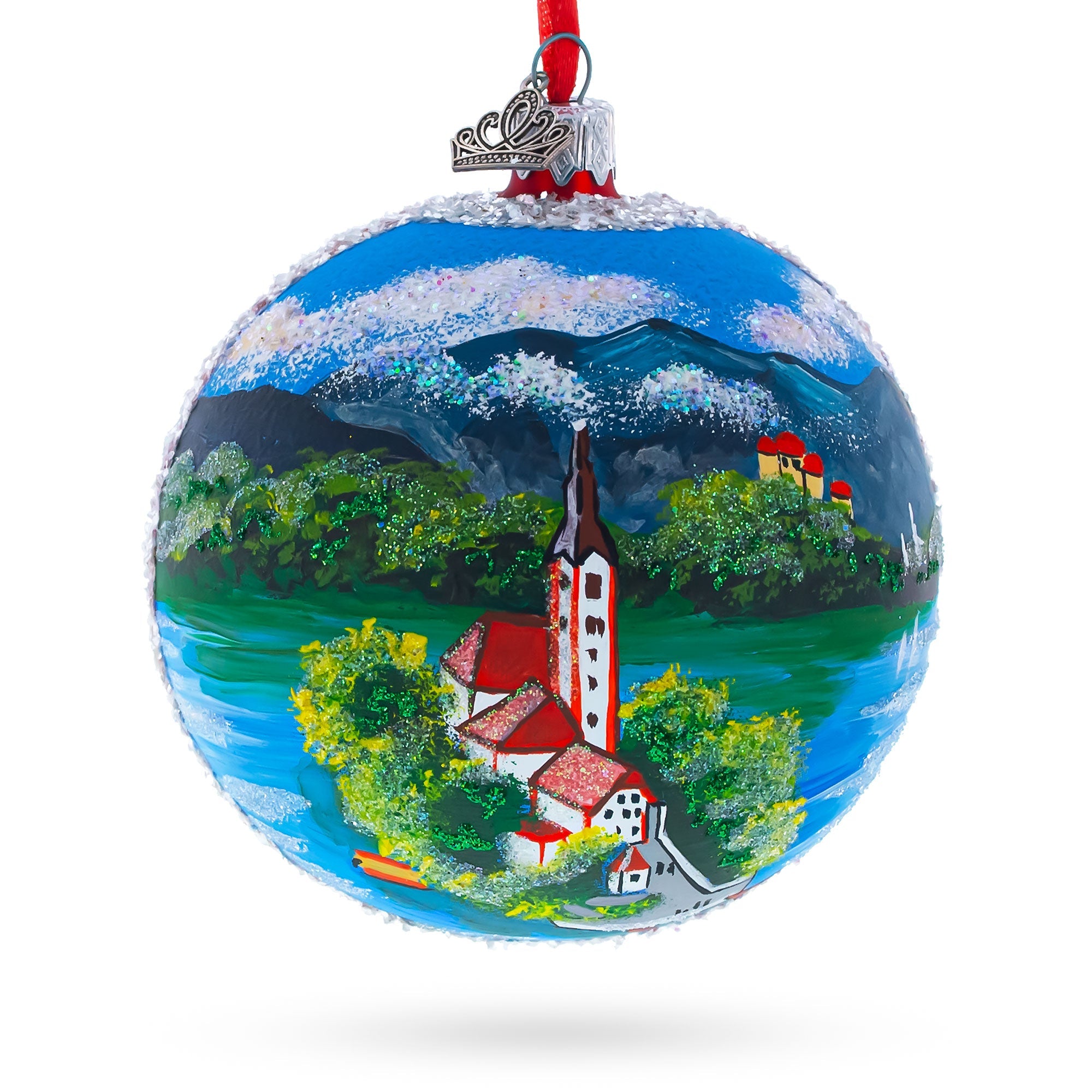Lake Bled, Slovenia Glass Ball Christmas Ornament 4 Inches