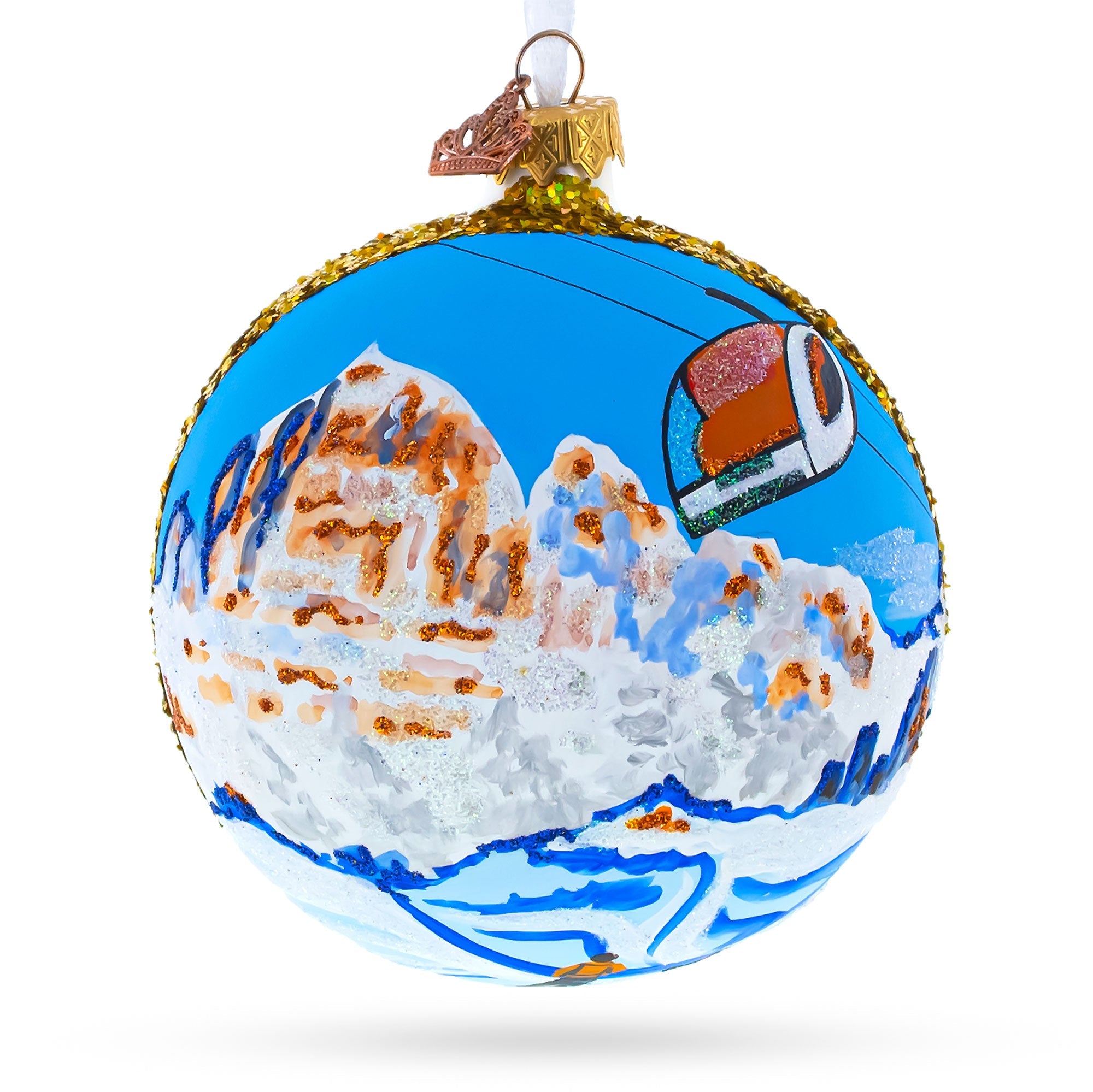 Cortina d'Ampezzo Ski Resort, Italy Glass Ball Christmas Ornament 4 Inches
