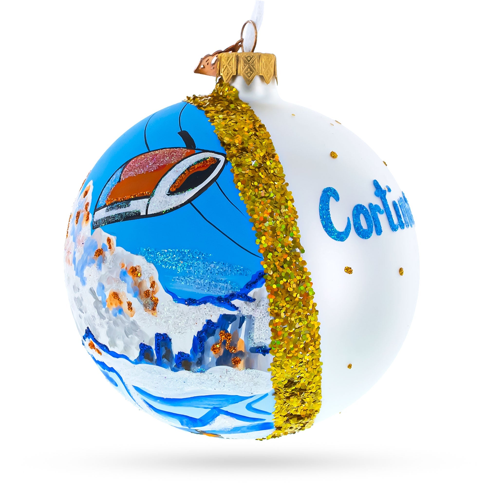 Cortina d'Ampezzo Ski Resort, Italy Glass Ball Christmas Ornament 4 Inches