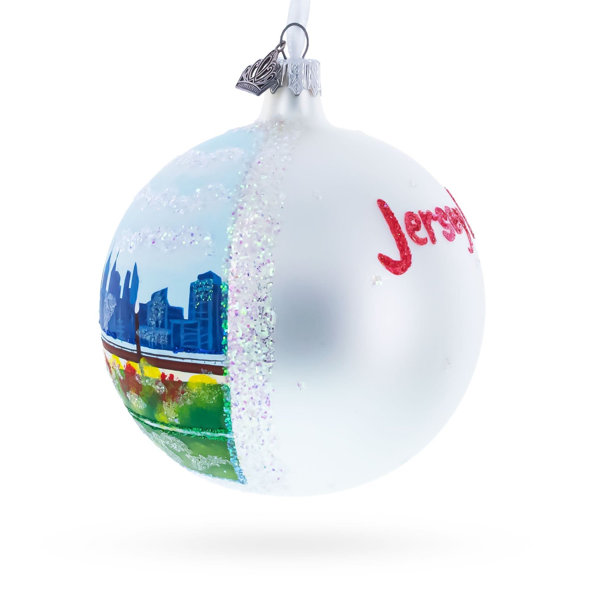 Liberty State Park, Jersey City, New Jersey Glass Ball Christmas Ornament 4 Inches