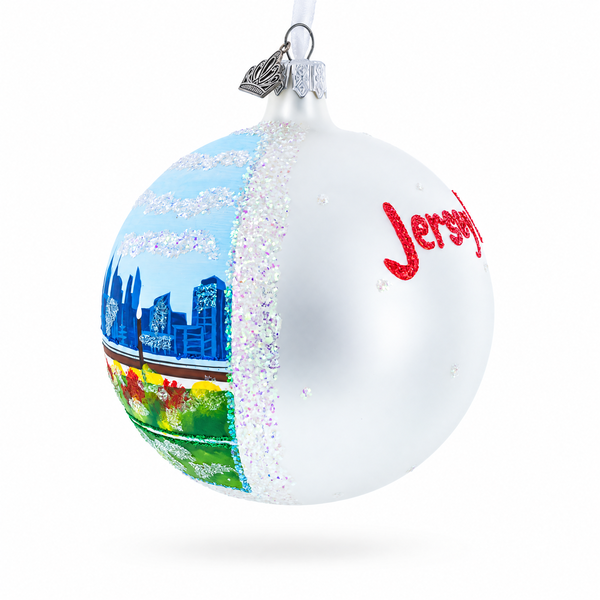 Liberty State Park, Jersey City, New Jersey Glass Ball Christmas Ornament 4 Inches
