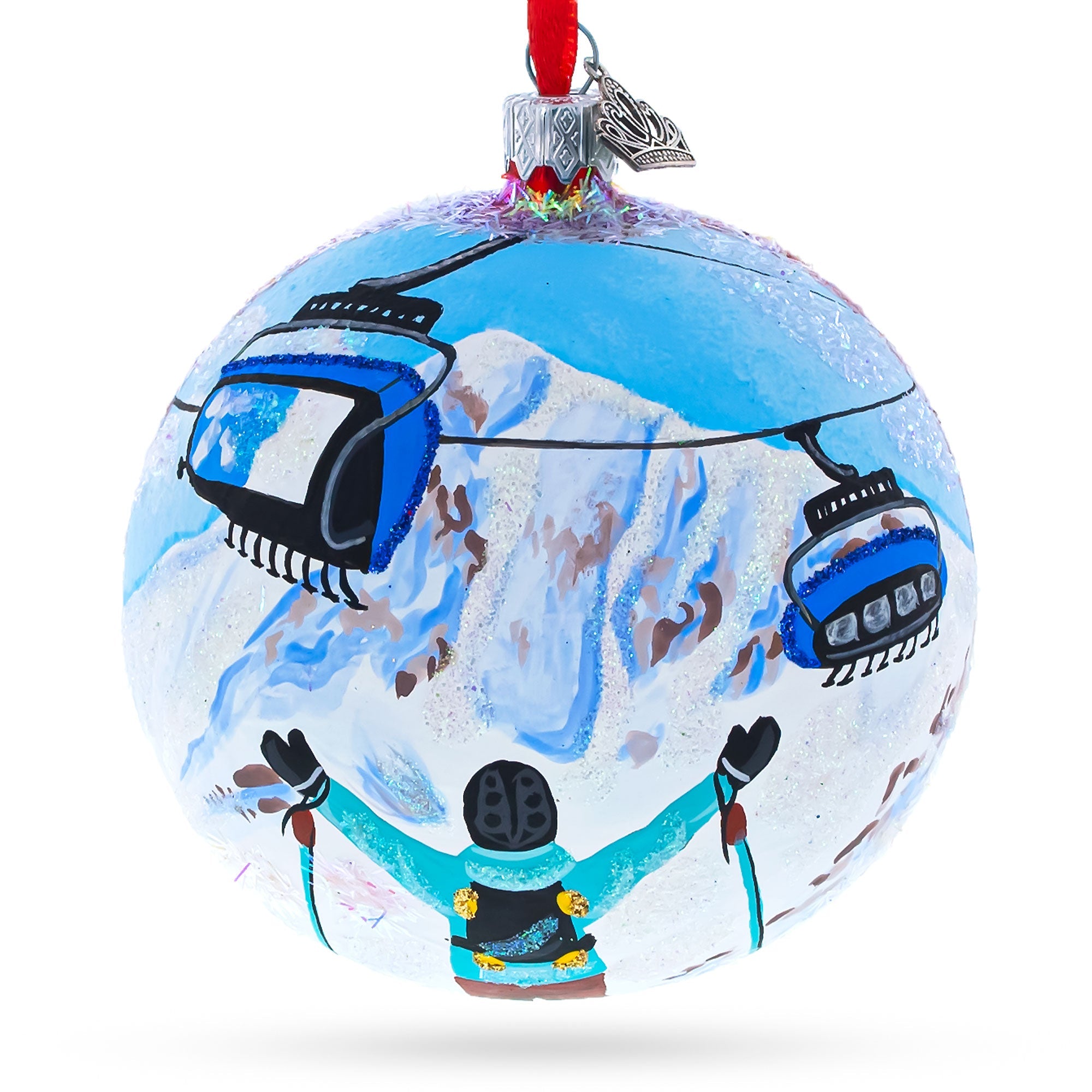 Big Sky Ski Resort, Montana Glass Ball Christmas Ornament 4 Inches
