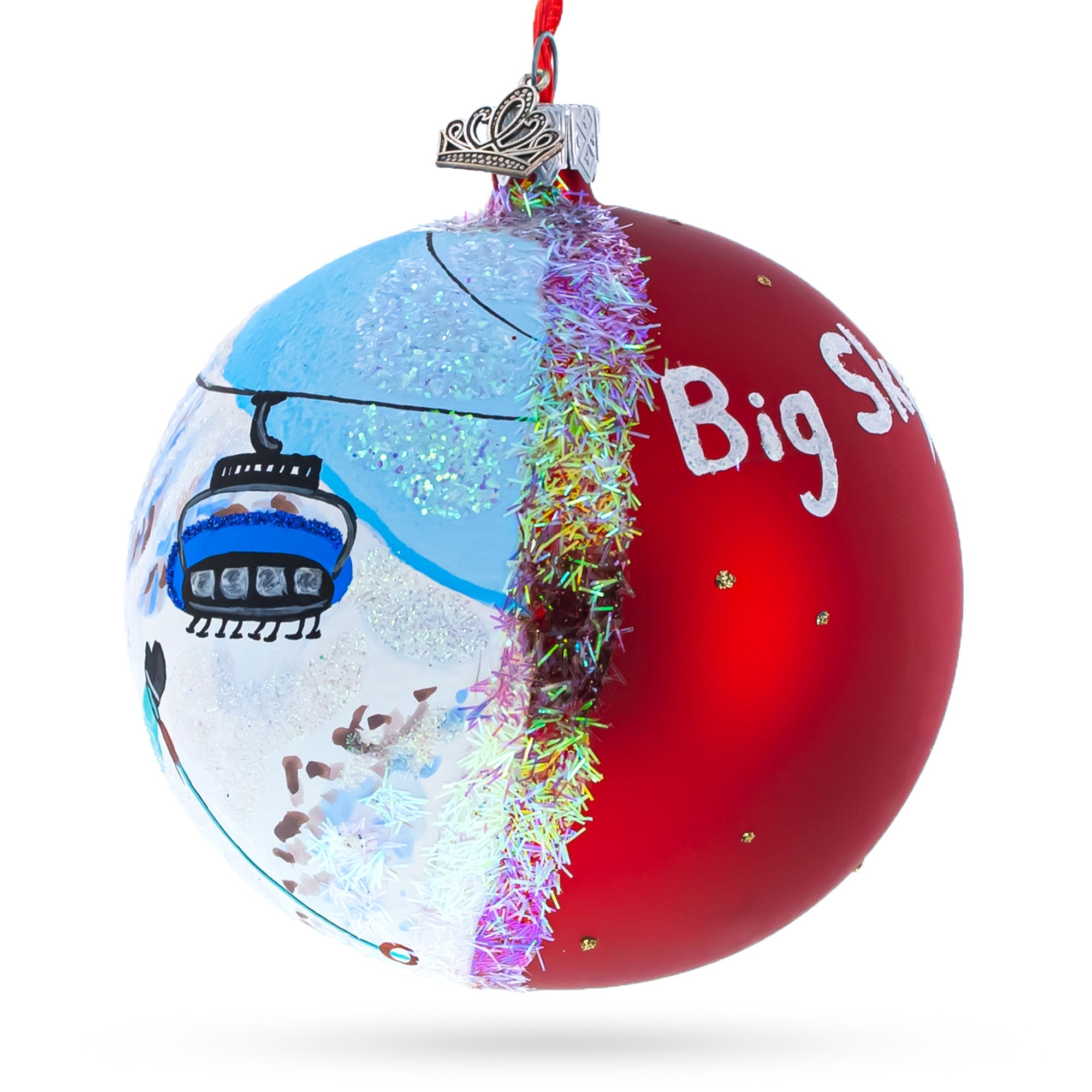 Big Sky Ski Resort, Montana Glass Ball Christmas Ornament 4 Inches