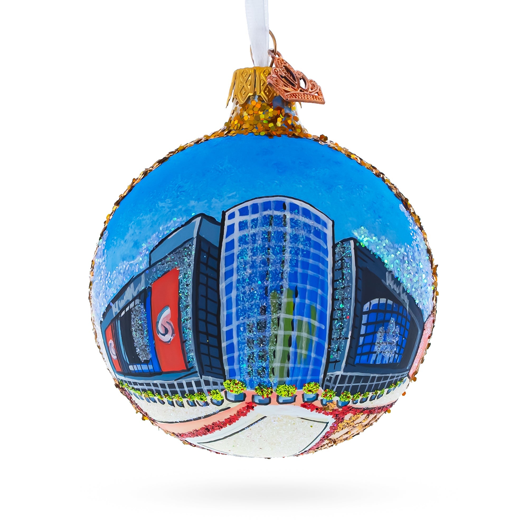Prudential Center, Newark, New Jersey Glass Ball Christmas Ornament 3.25 Inches