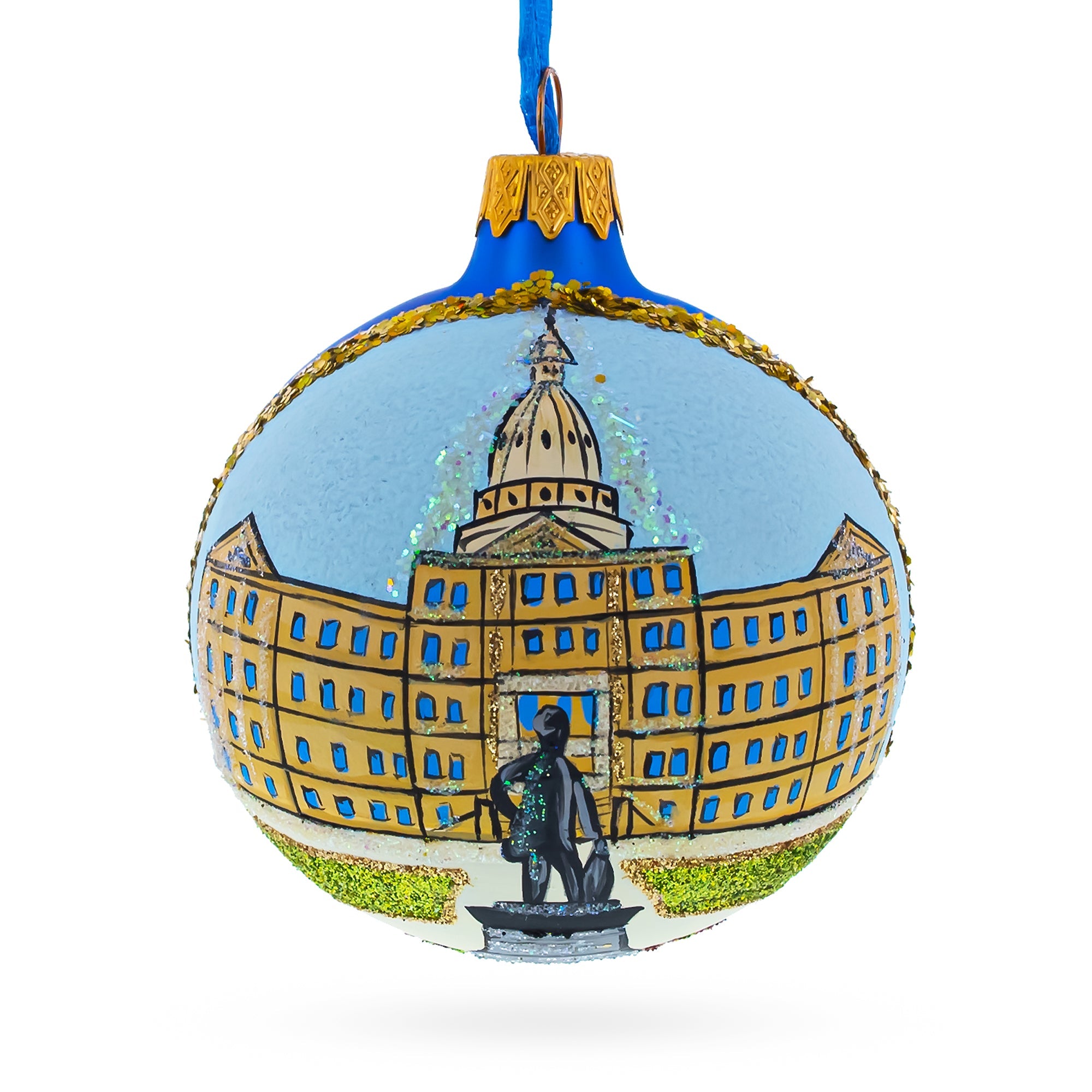 Lansing, Michigan Glass Ball Christmas Ornament 3.25 Inches