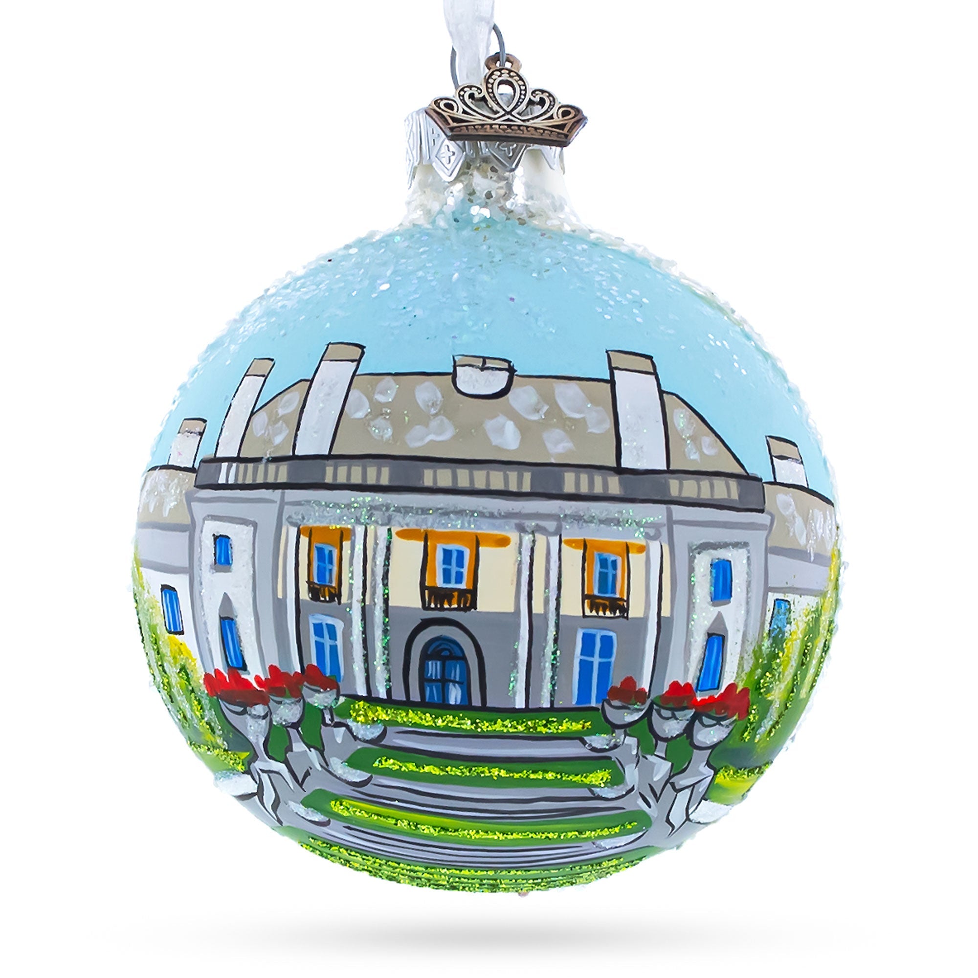 Nemours Estate, Wilmington, Delaware Glass Ball Christmas Ornament 3.25 Inches