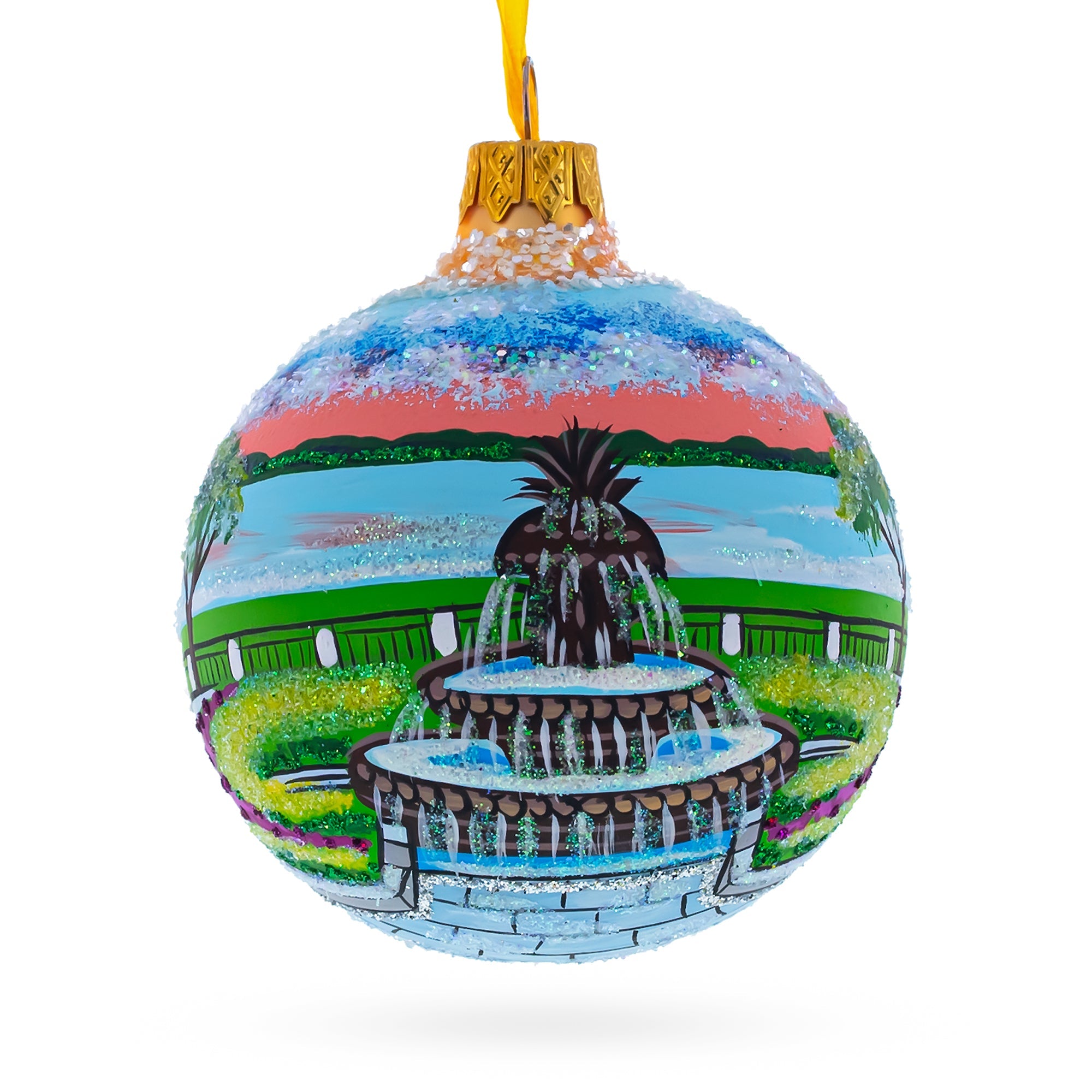Joe Riley Waterfront Park, Charleston, South Carolina Glass Ball Christmas Ornament 3.25 Inches