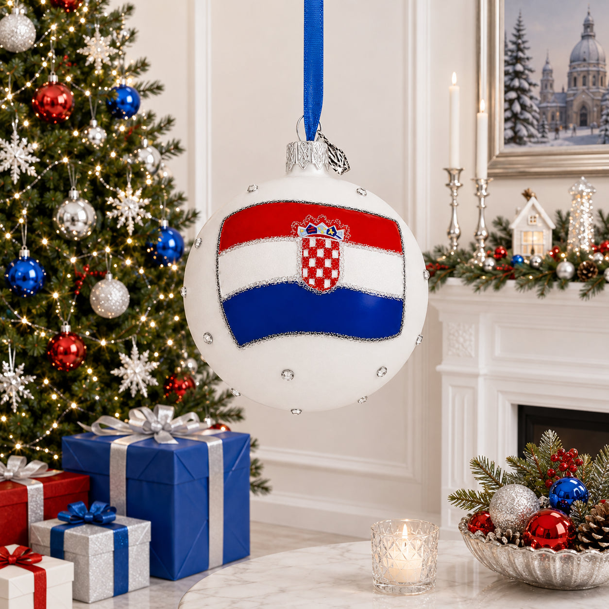 Flag of Croatia Glass Ball Christmas Ornament